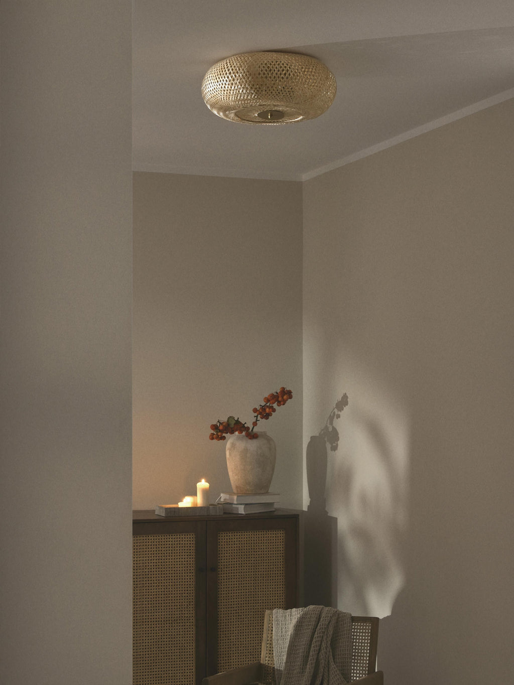 Evelyn Bamboo Design Ceiling Lamp, Untreated