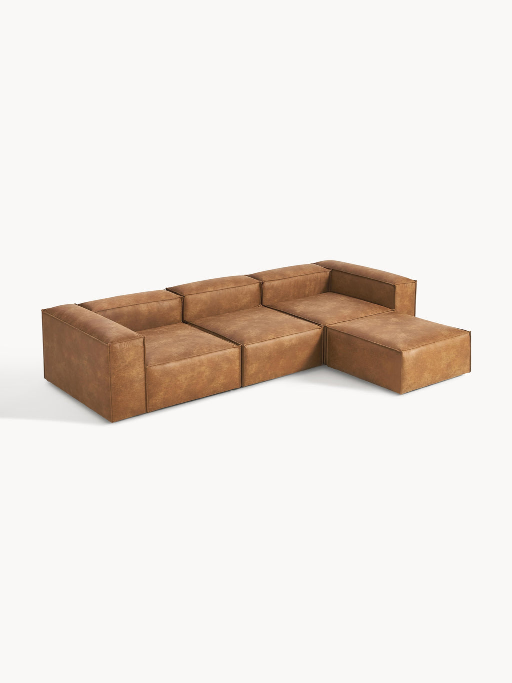 Lennon Modular Recycled Leather Sofa (4-seater) with Ottoman (left/right)