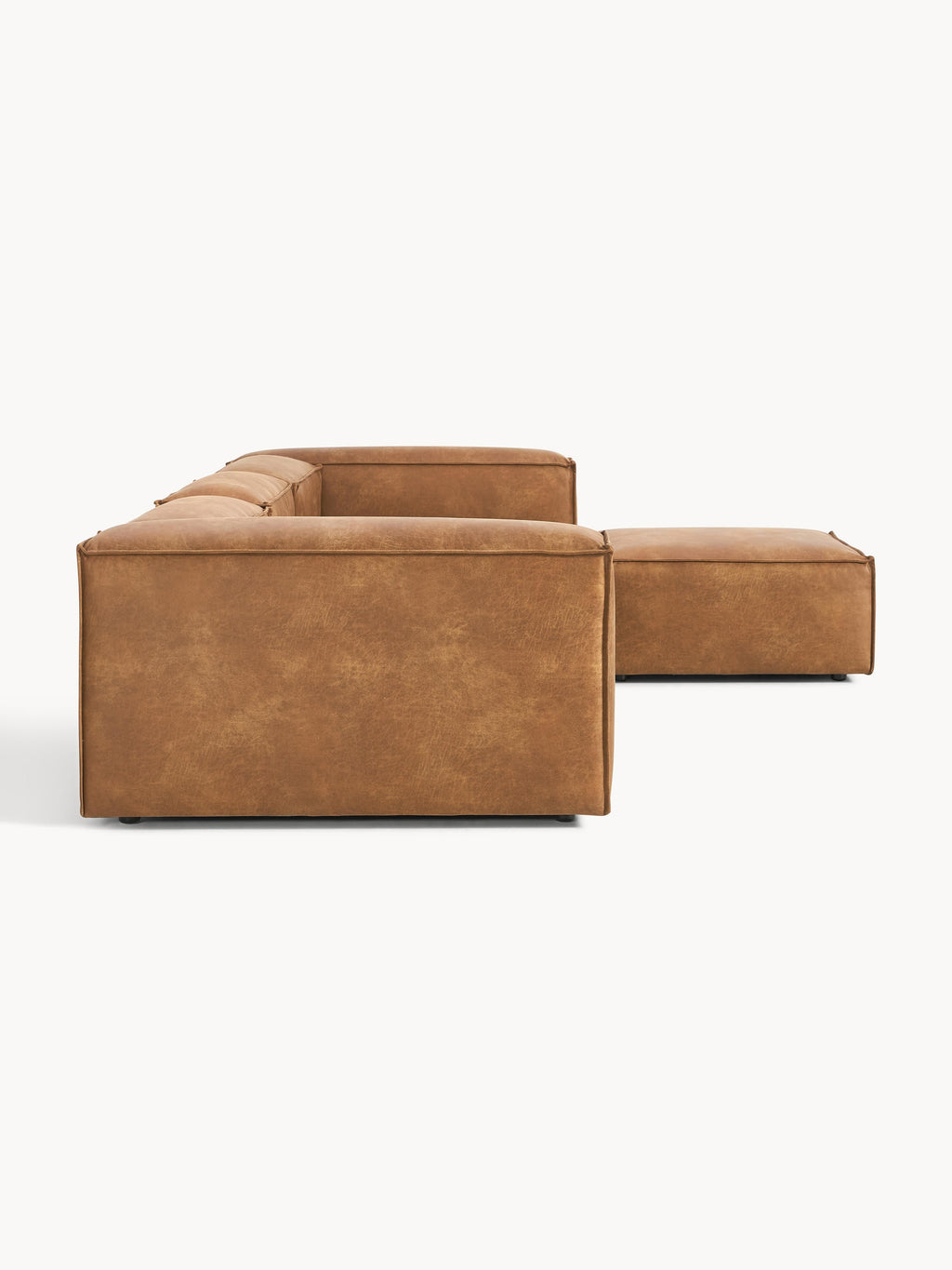 Lennon Modular Recycled Leather Sofa (4-seater) with Ottoman (left/right)