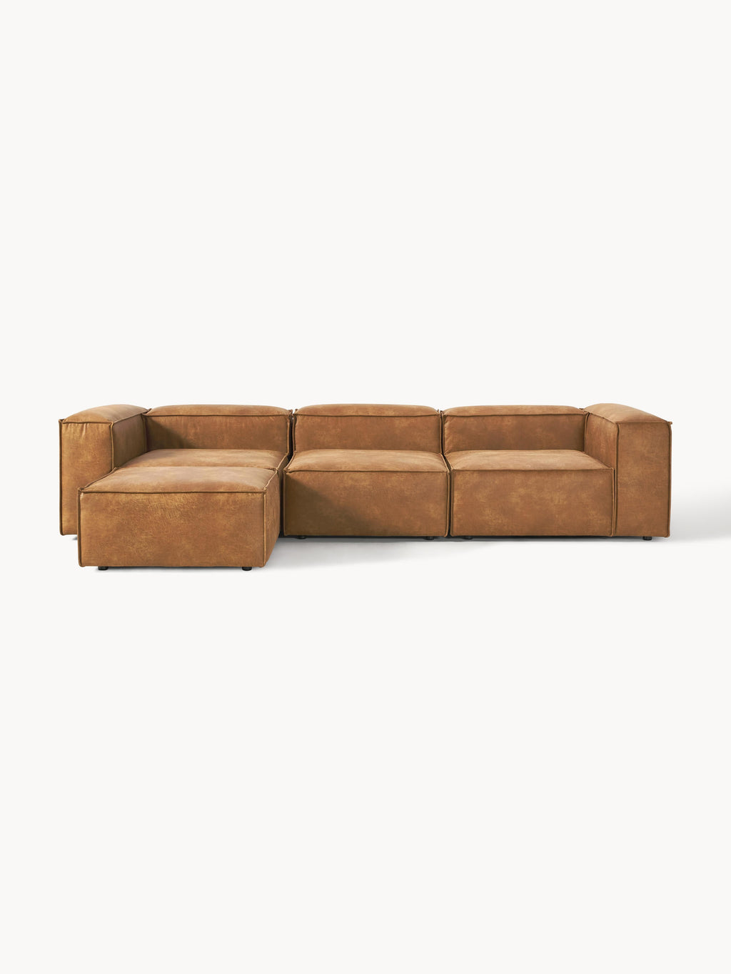 Lennon Modular Recycled Leather Sofa (4-seater) with Ottoman (left/right)