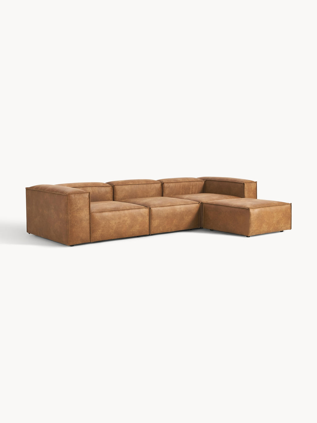Lennon Modular Recycled Leather Sofa (4-seater) with Ottoman (left/right)