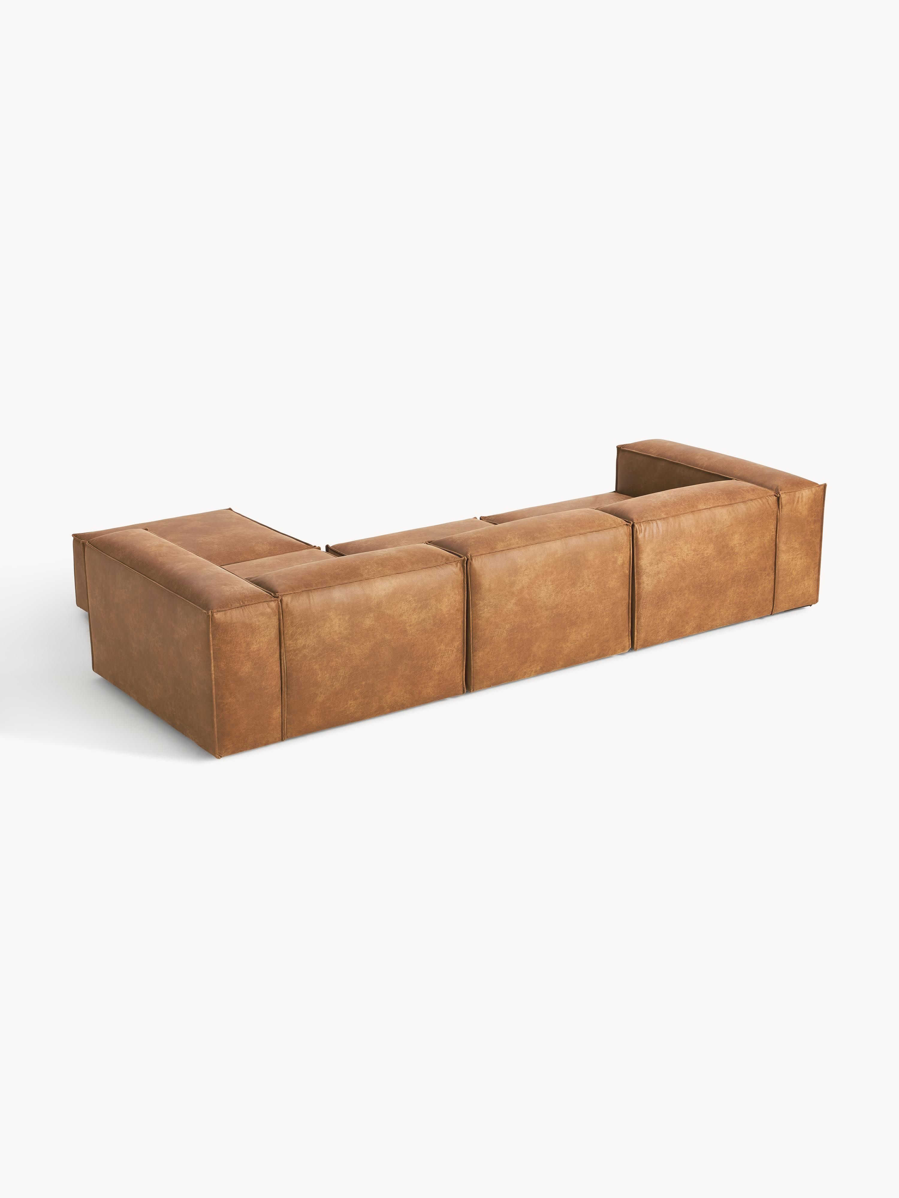 Lennon Modular Recycled Leather Sofa (4-seater) with Ottoman (left/right)