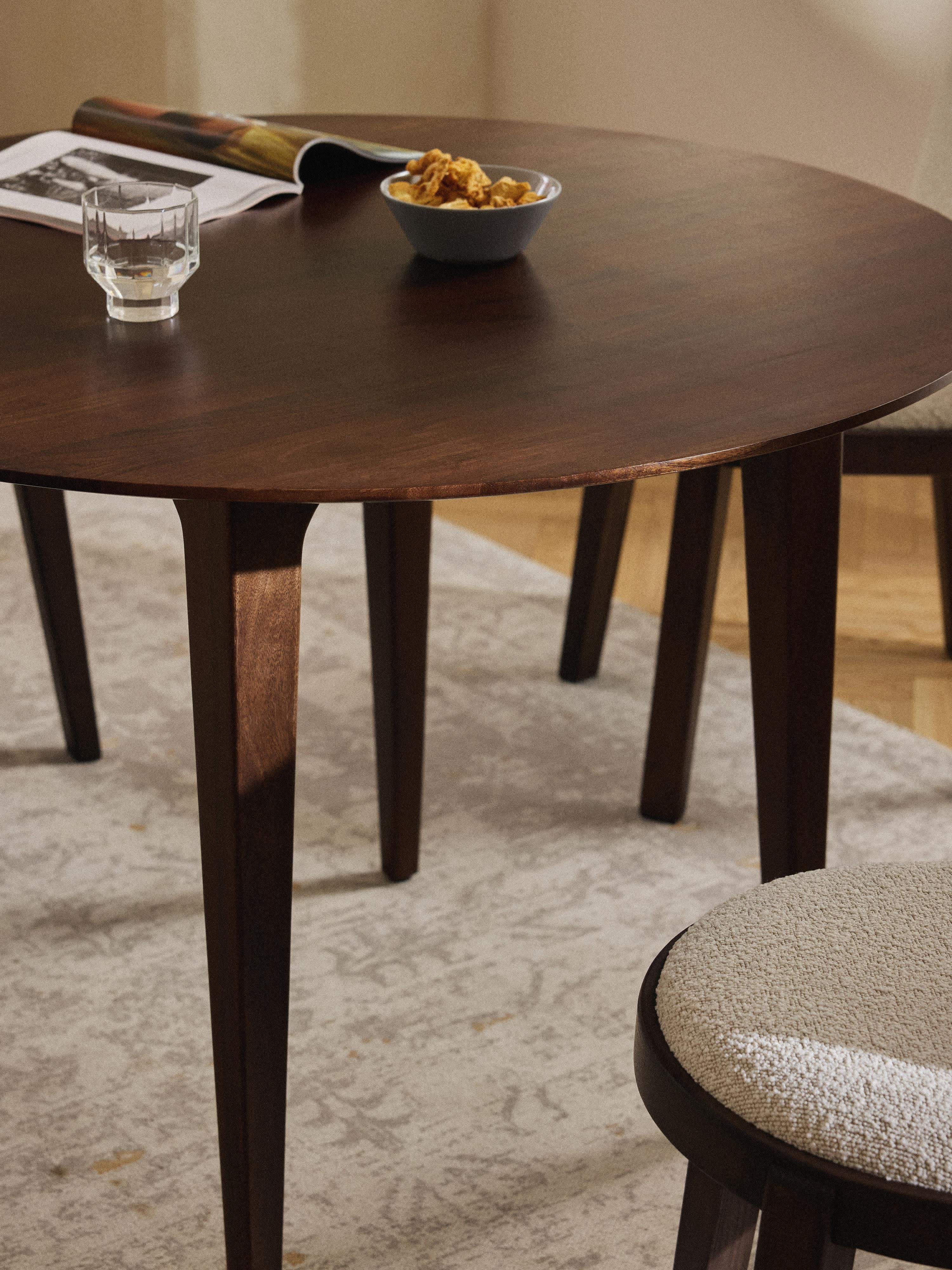 Archie Round Mango Wood Dining Table, in various sizes