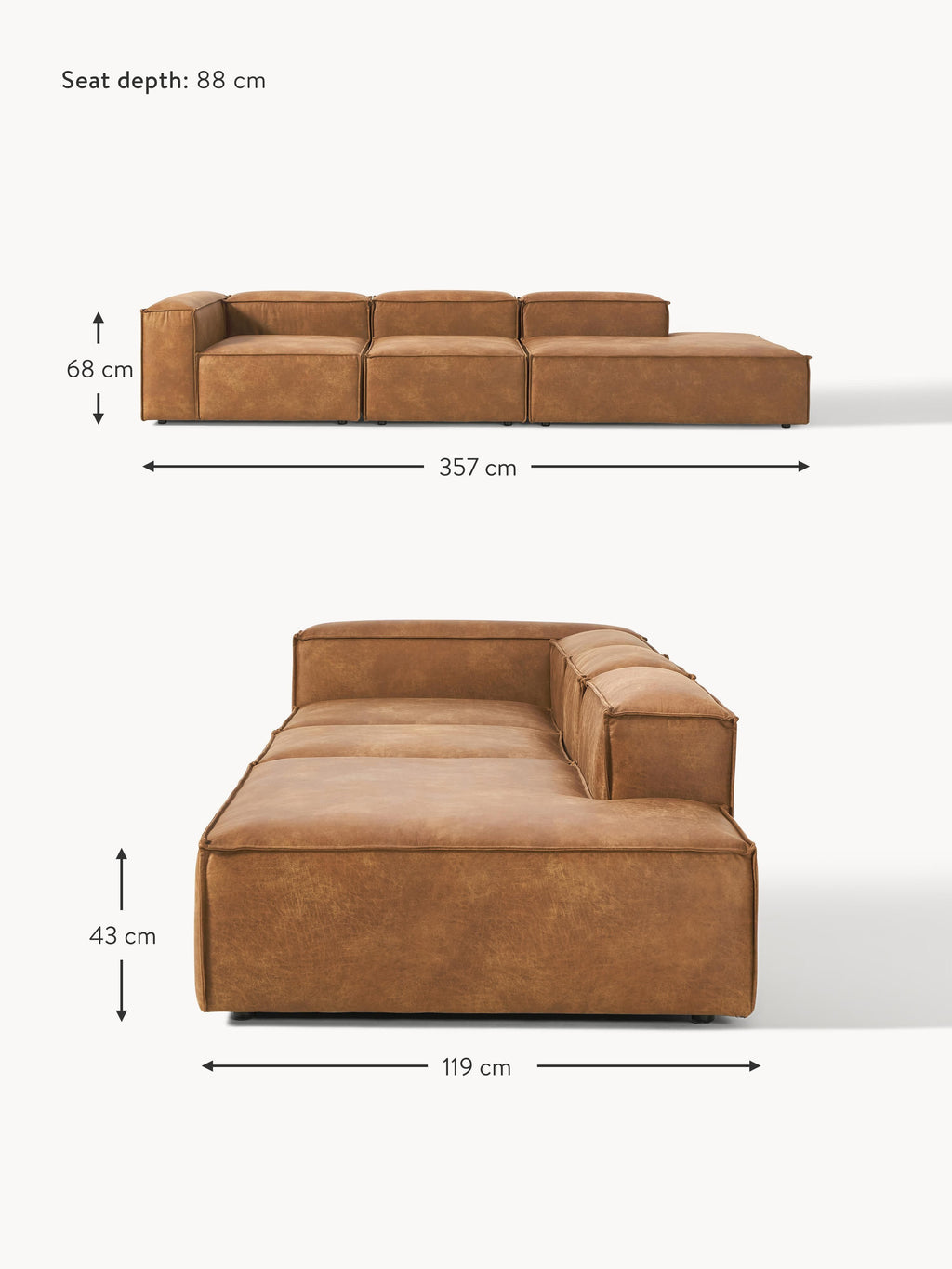 Lennon XL Modular Leather Ottoman