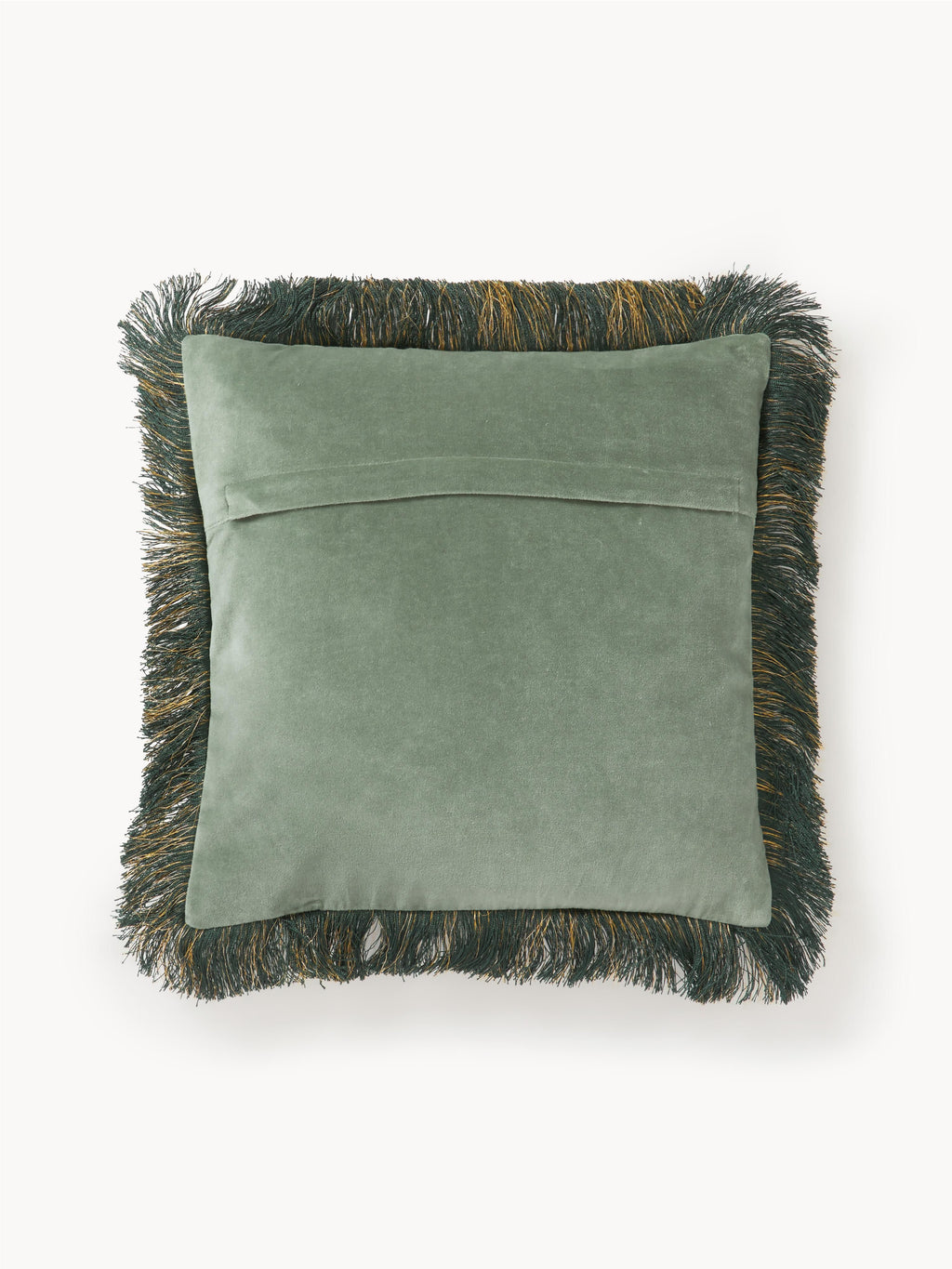 Onyx Embroidered Velvet Cushion Cover with Fringes