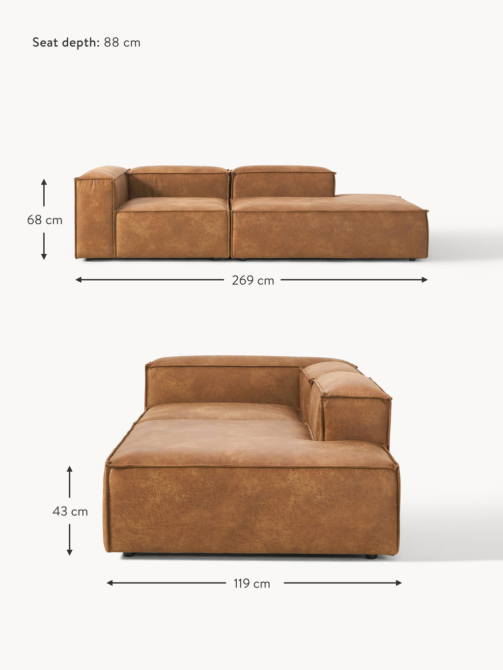 Lennon Modular Leather Ottoman