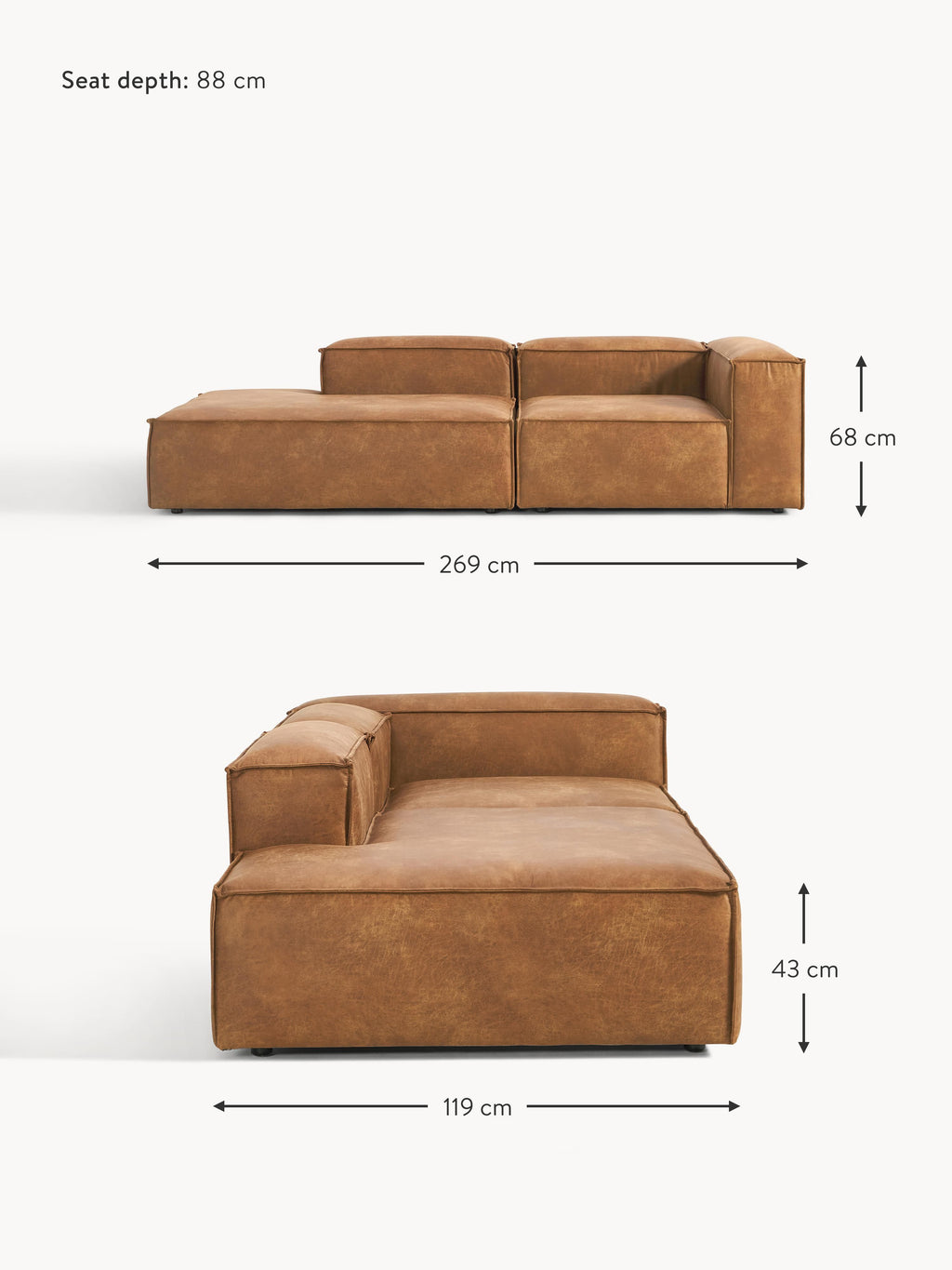 Lennon Modular Leather Ottoman