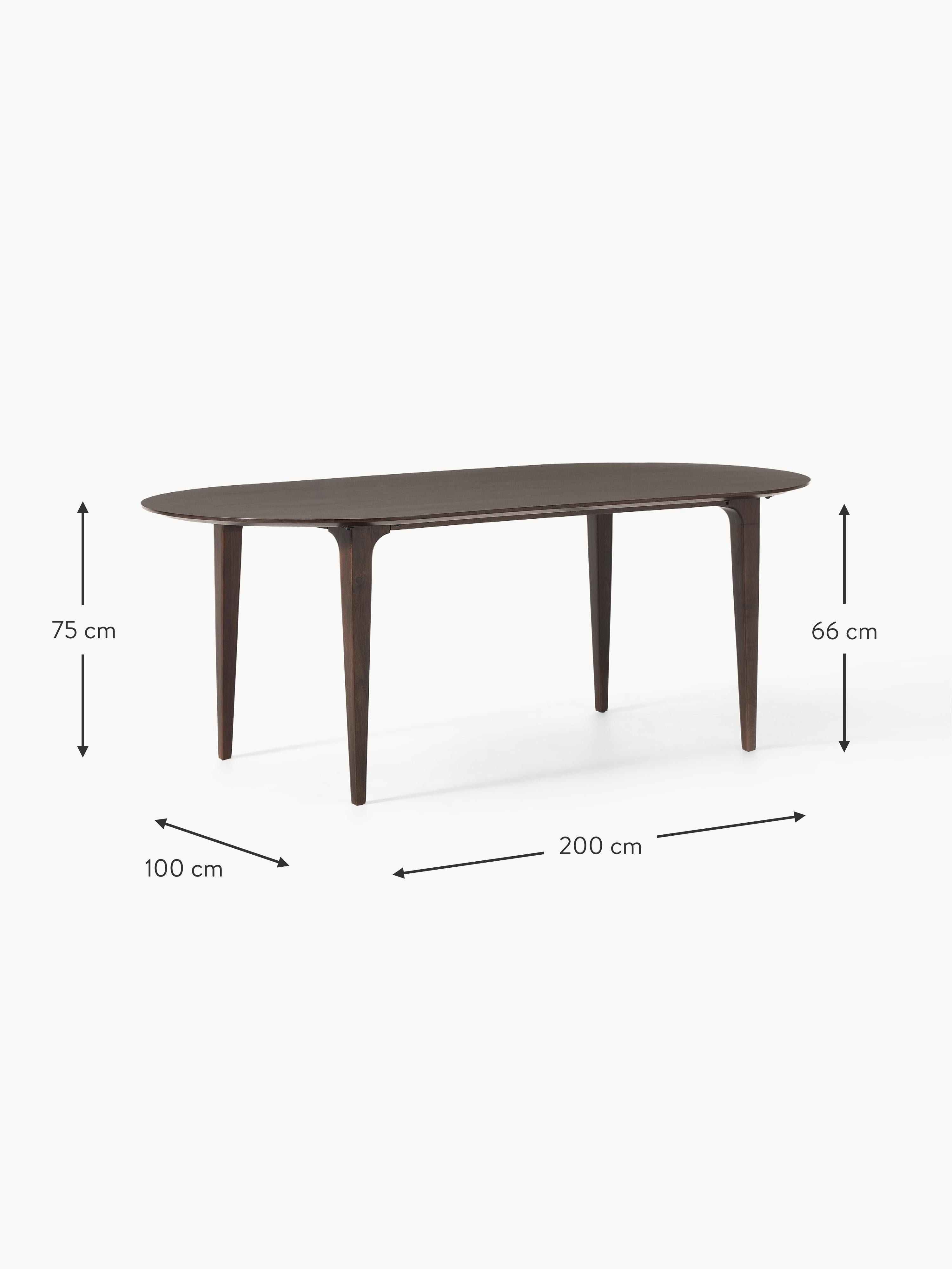 Archie Oval Mango Wood Dining Table, 200 x 100 cm