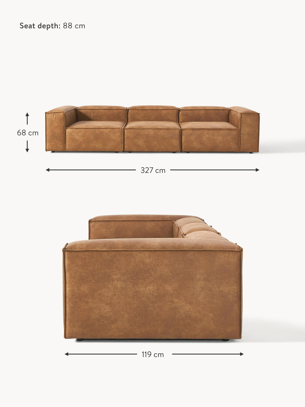 Lennon Modular Leather Sofa (4-seater)
