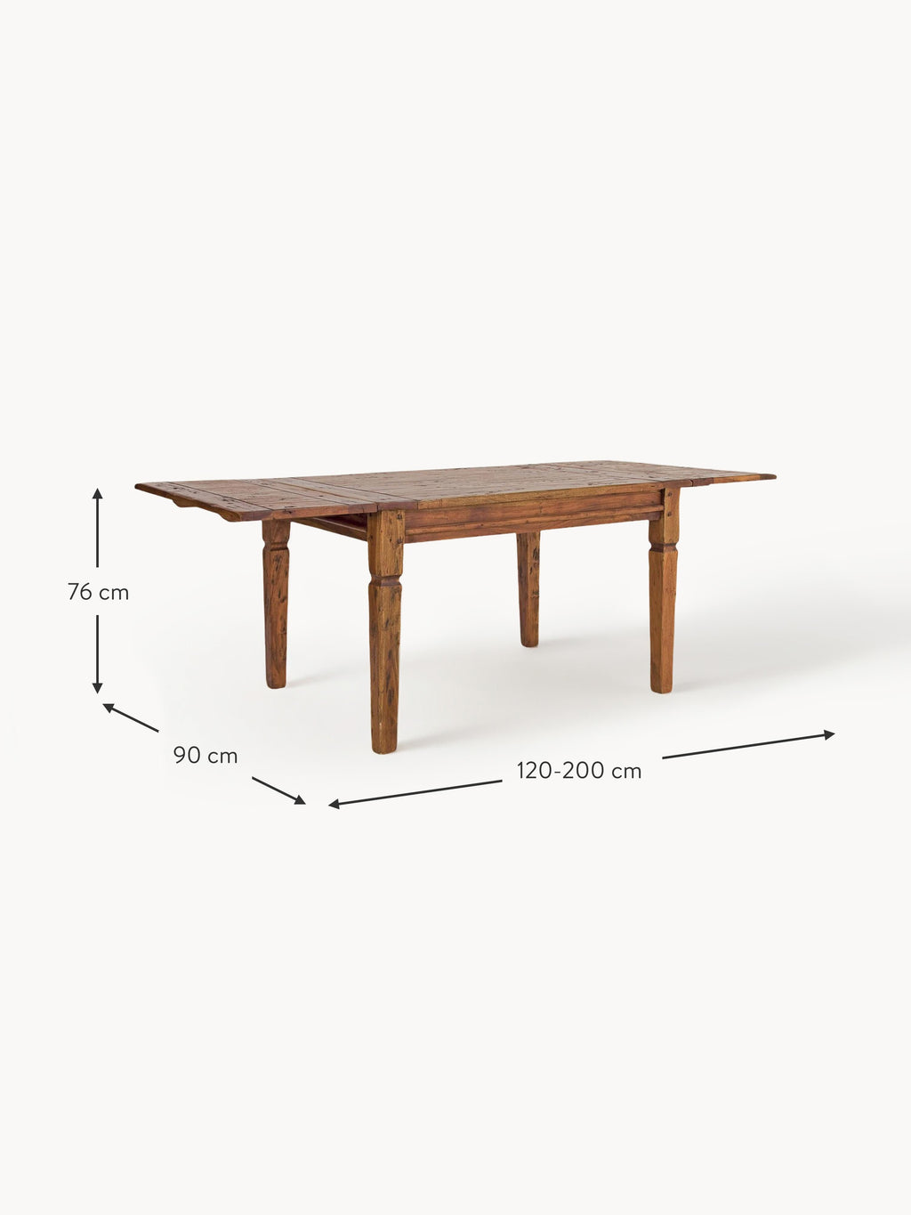 Chateux Extendable Acacia Wood Dining Table, 120 - 200 x 90 cm
