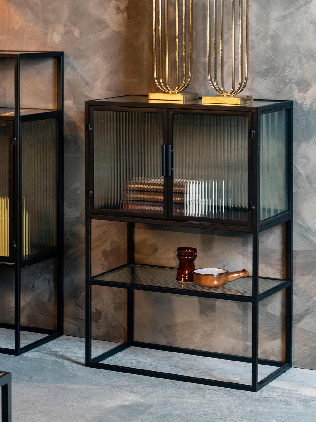 Boli Highboard with Grooved Glass