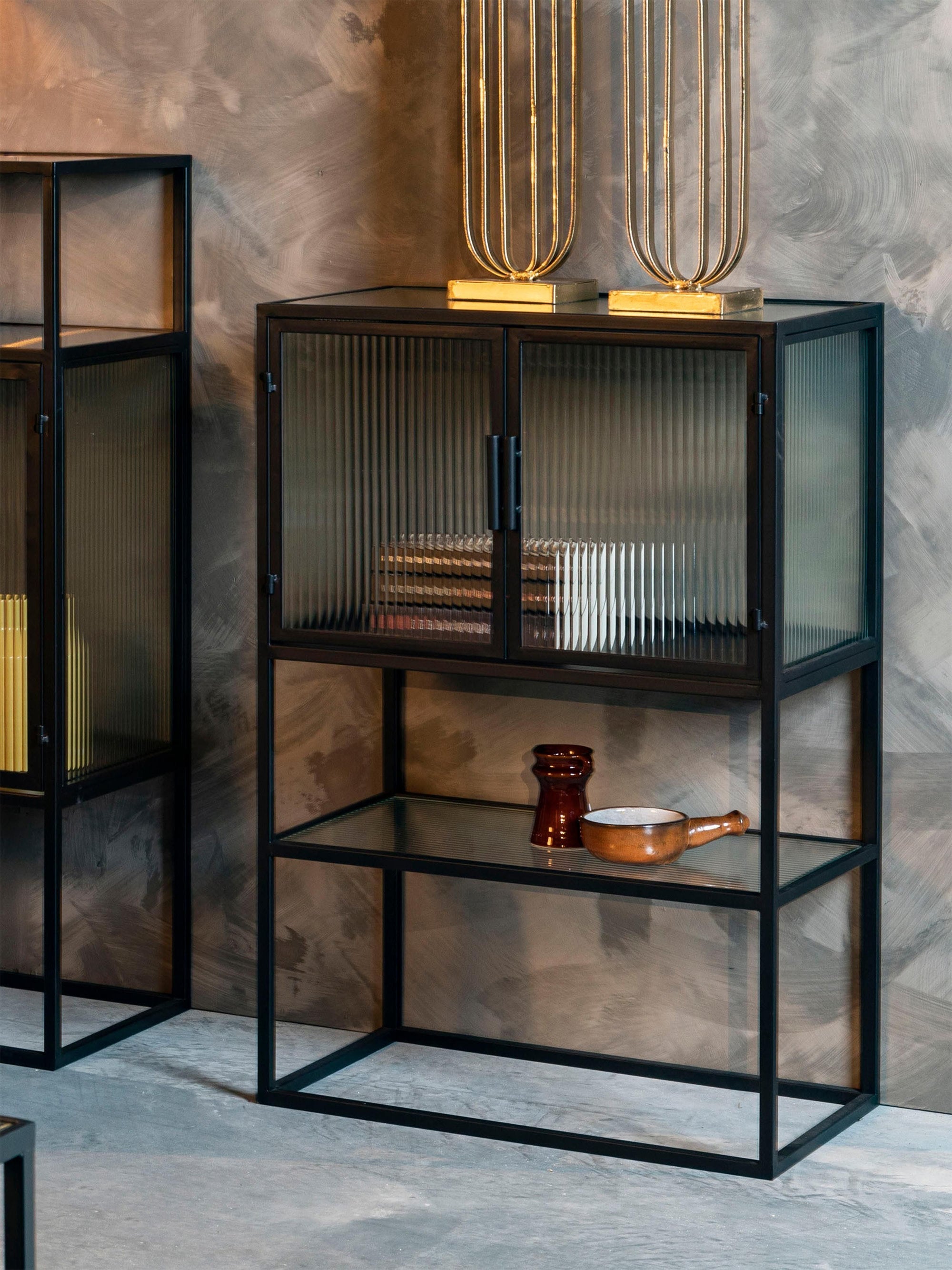 Boli Highboard with Grooved Glass