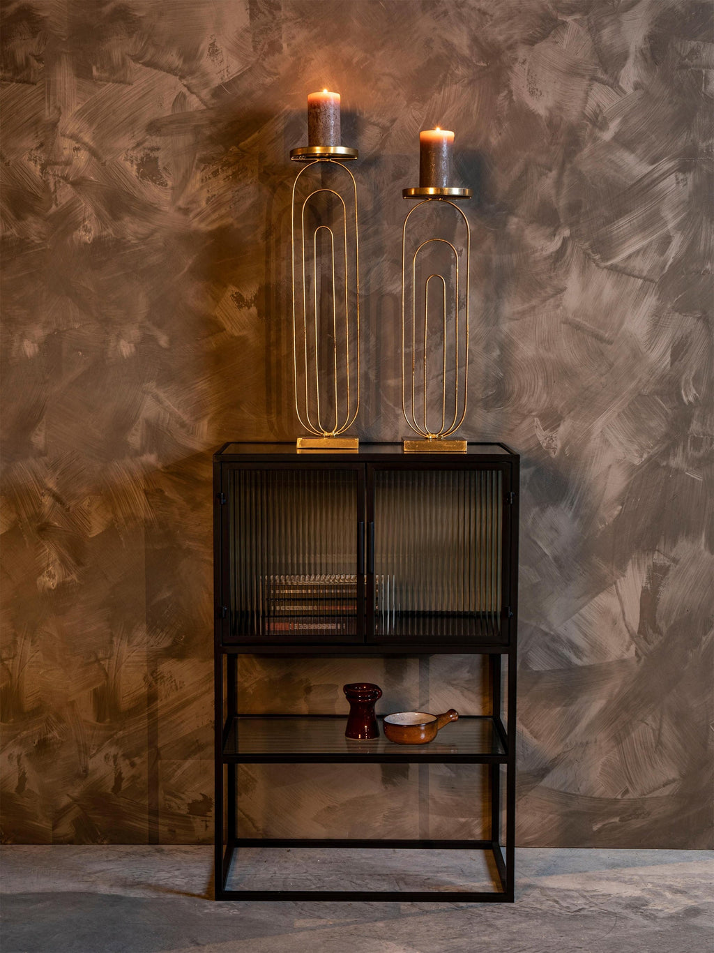 Boli Highboard with Grooved Glass