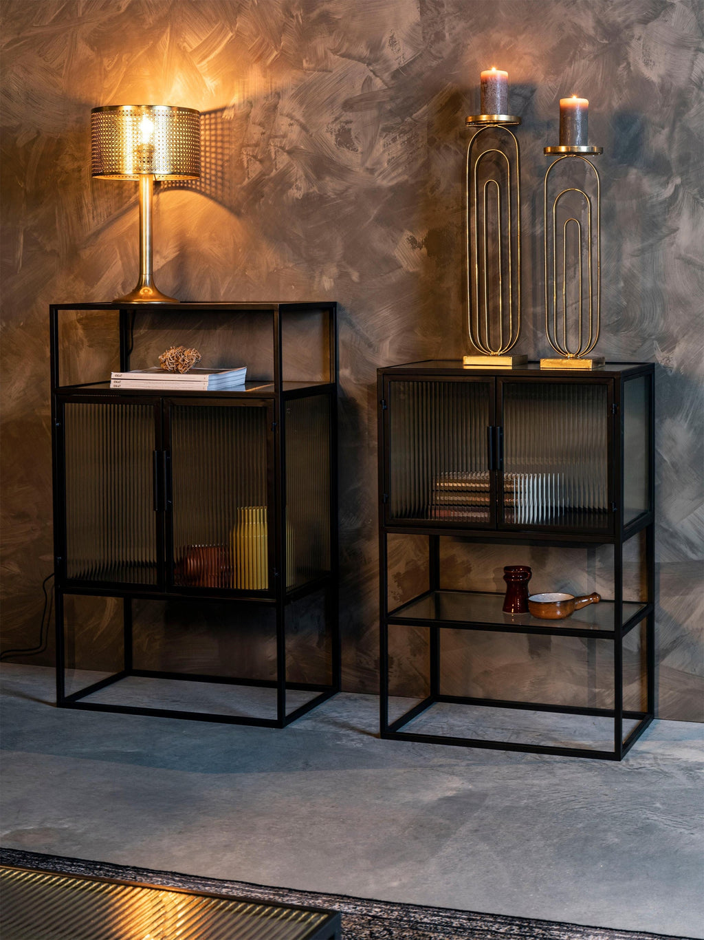 Boli Highboard with Grooved Glass