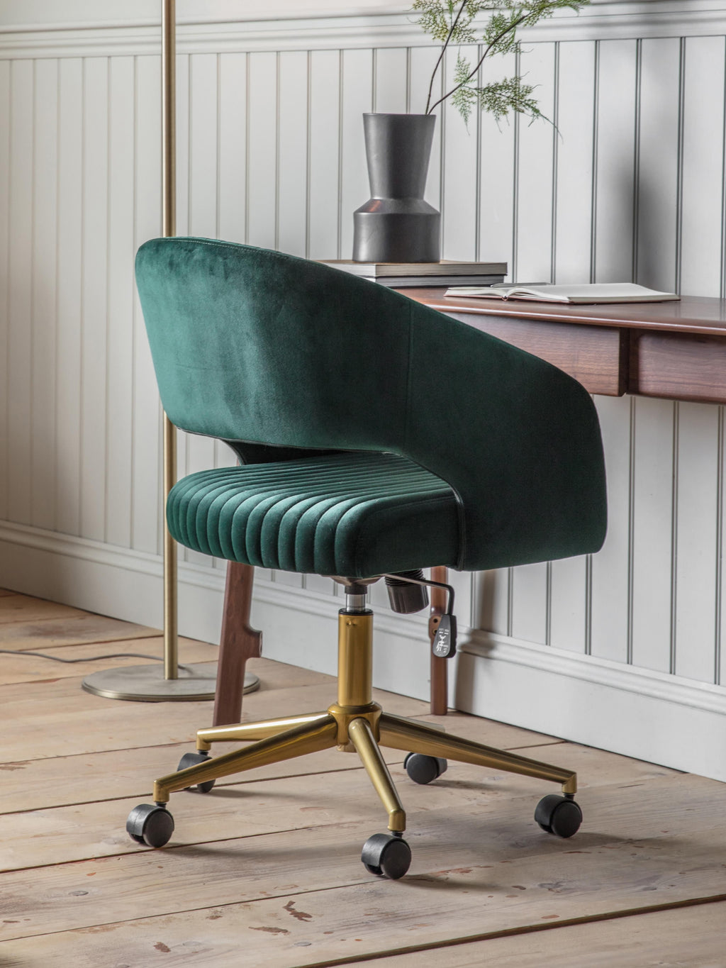 Murray Velvet Desk Chair, Height-adjustable
