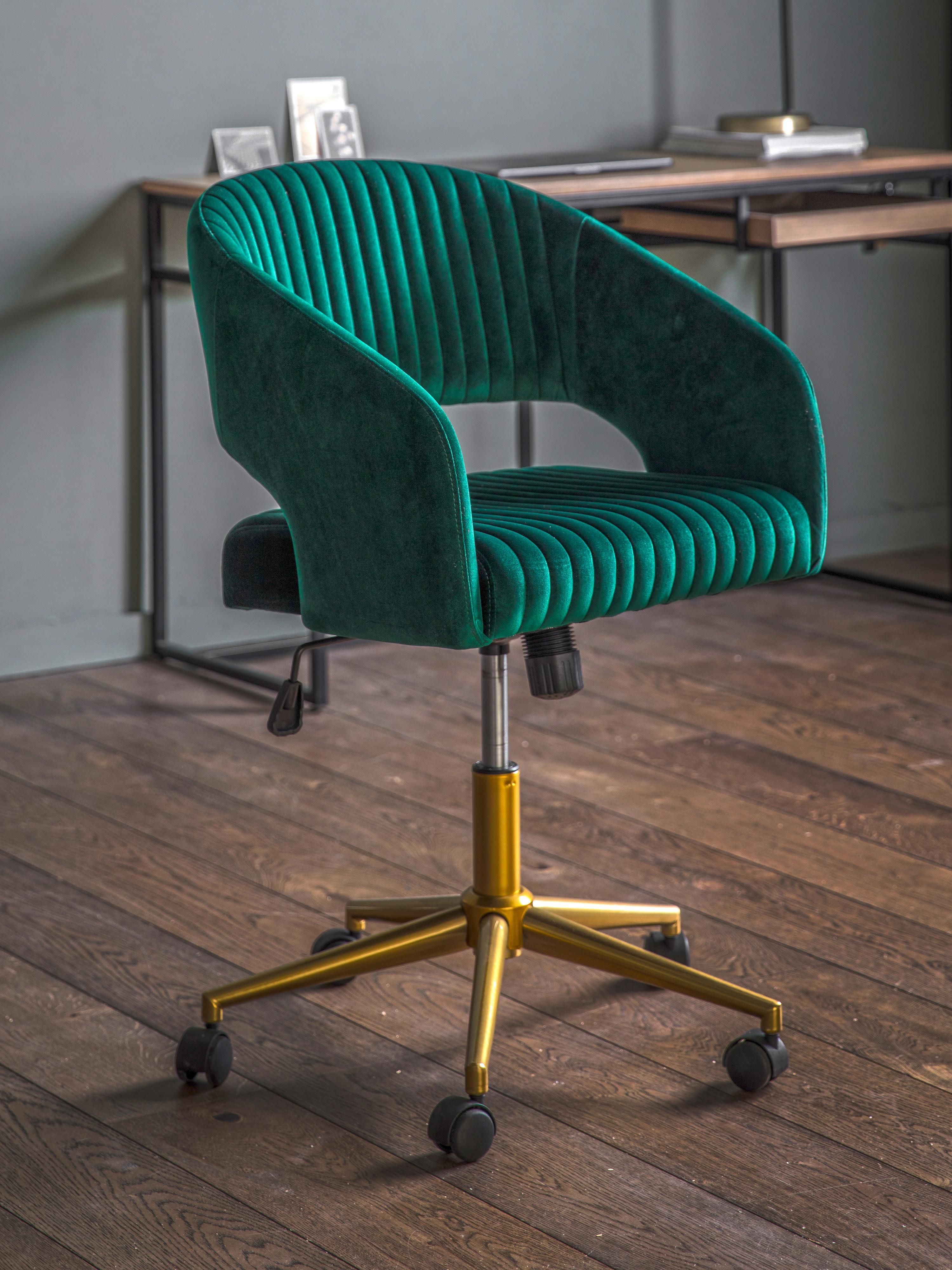 Murray Velvet Desk Chair, Height-adjustable