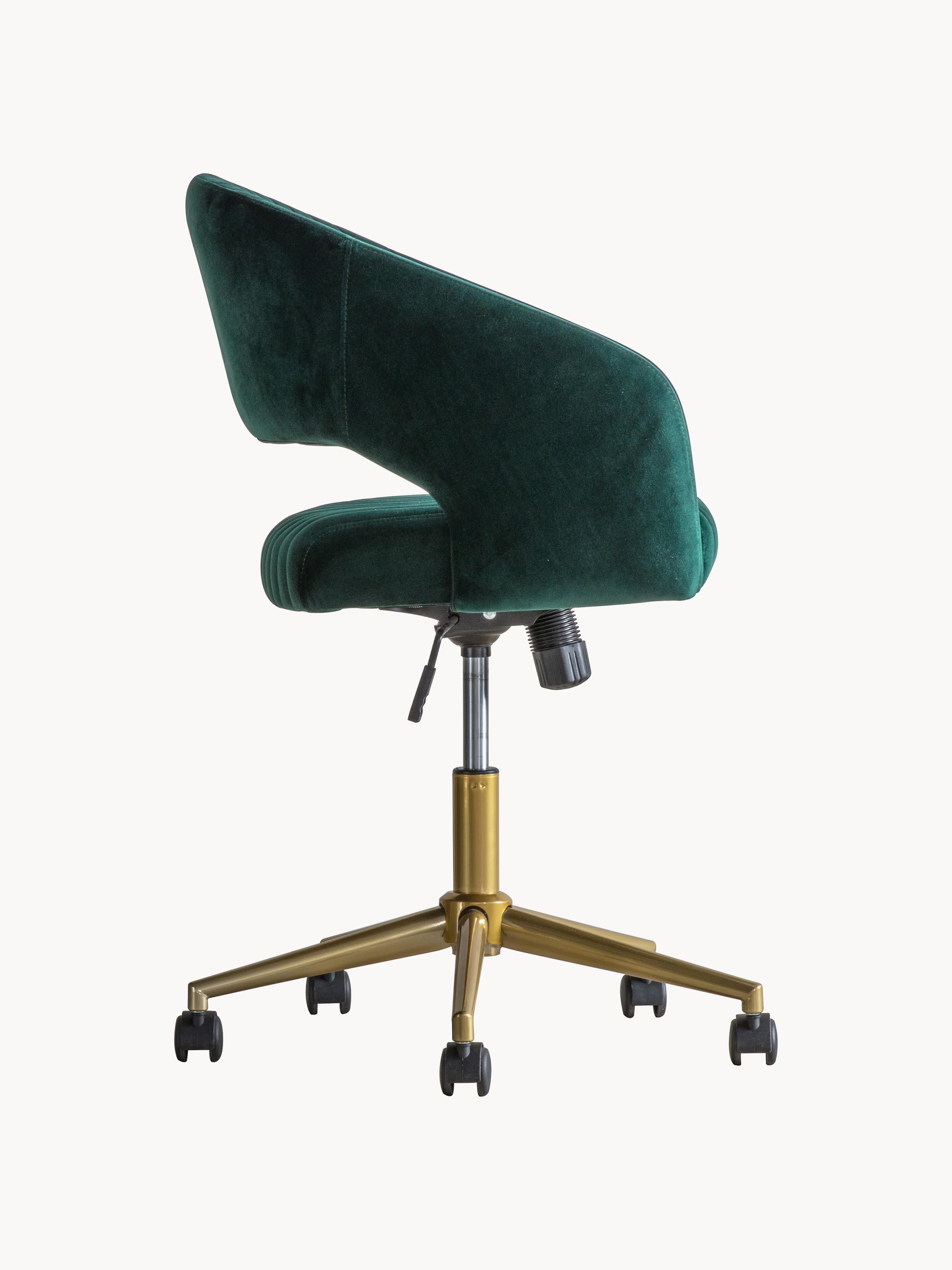 Murray Velvet Desk Chair, Height-adjustable