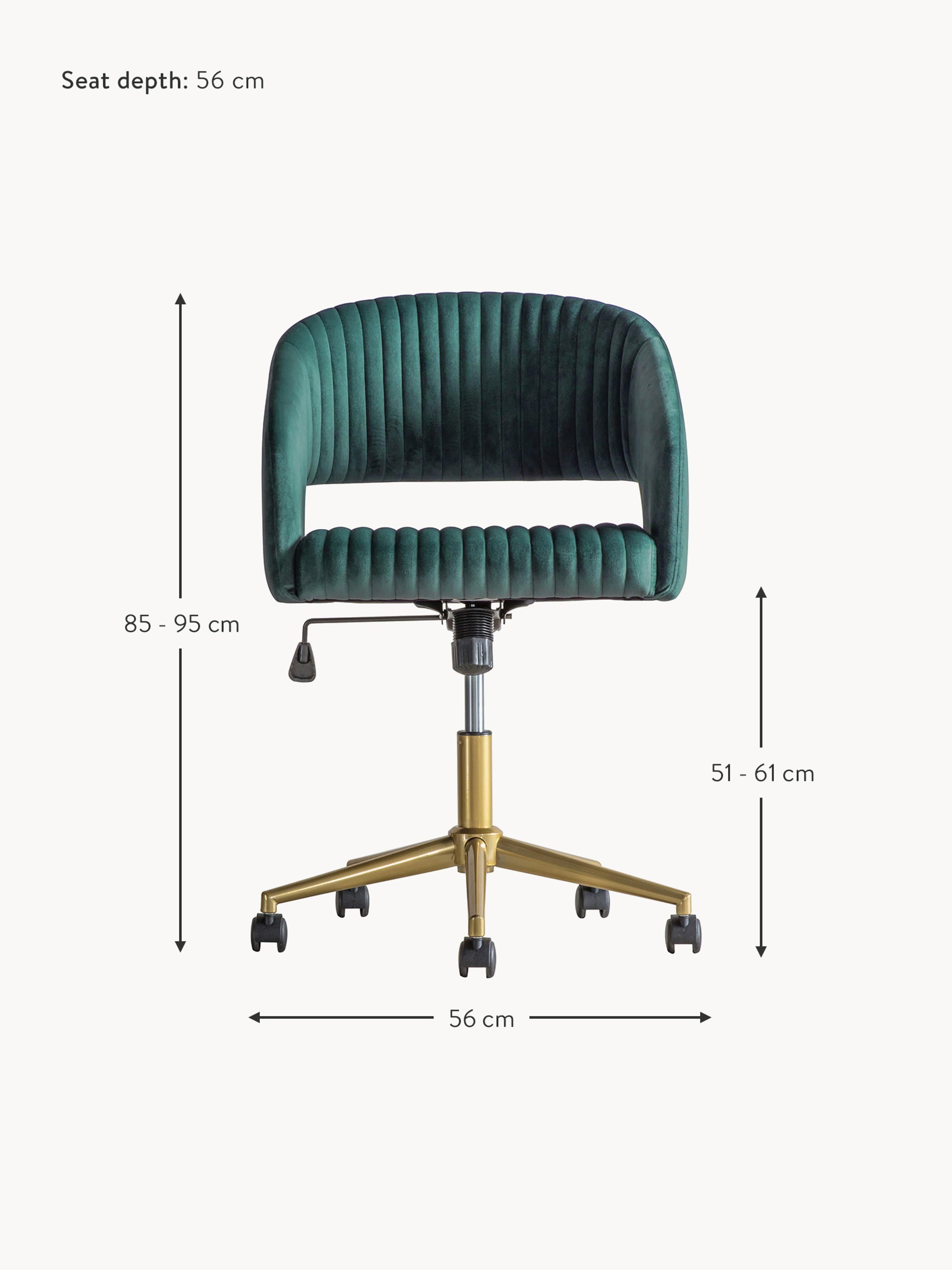 Murray Velvet Desk Chair, Height-adjustable