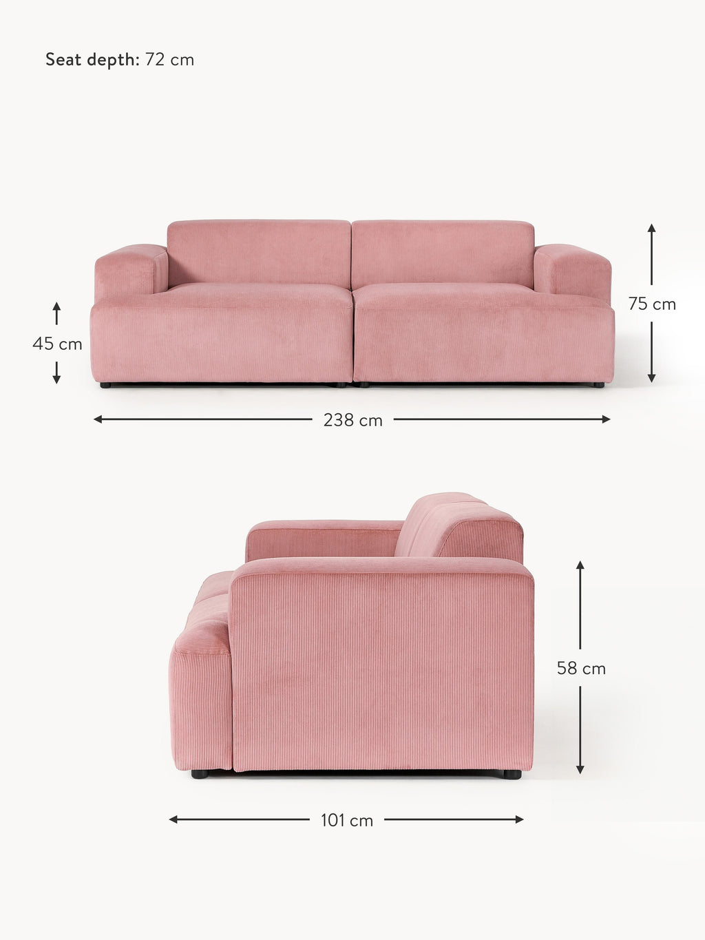 Melva Corduroy Sofa (3-seater)