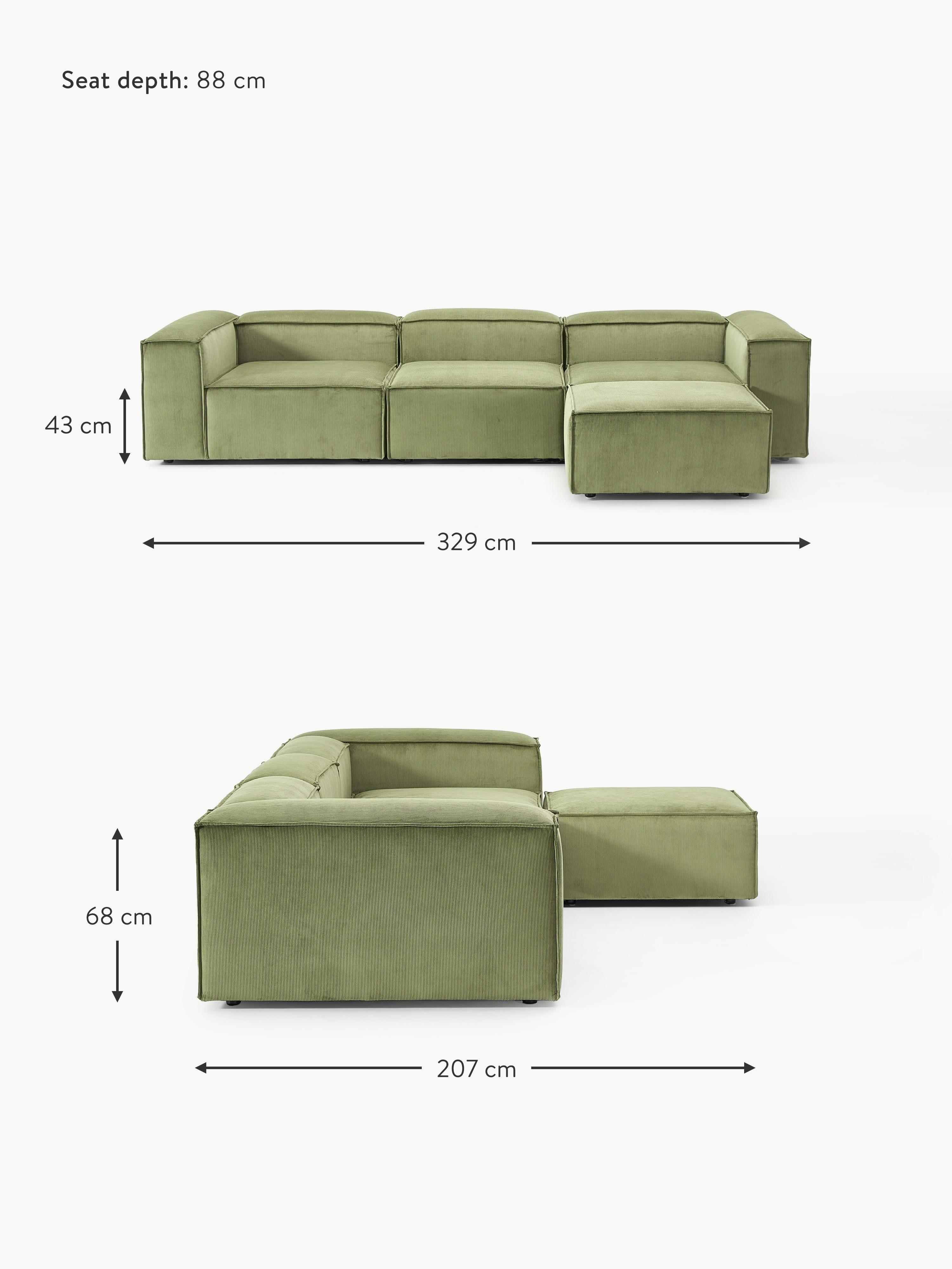 Lennon Corduroy Modular Sofa (4-seater) with Ottoman (left/right)