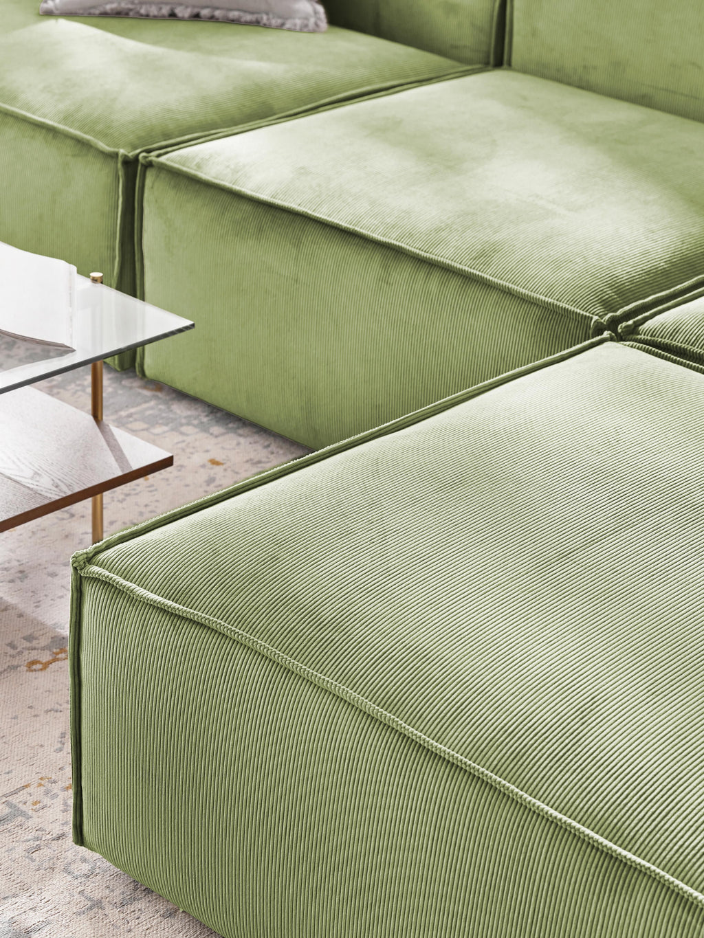 Lennon Corduroy Modular Sofa (4-seater) with Ottoman (left/right)