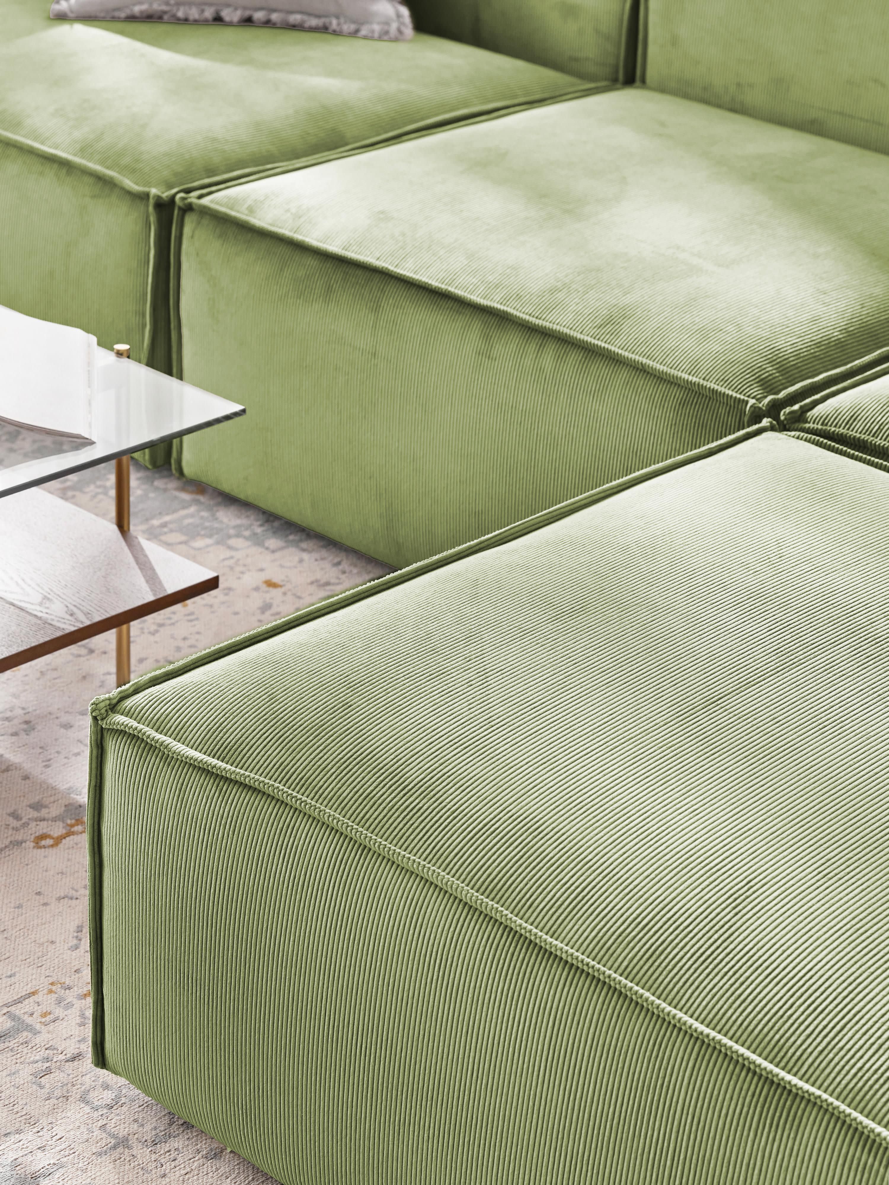Lennon Corduroy Modular Sofa (4-seater) with Ottoman (left/right)