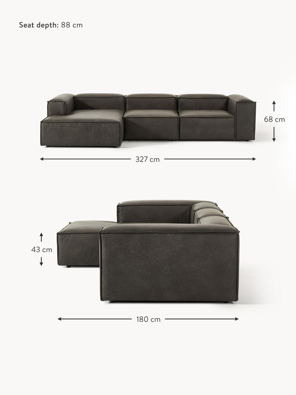 Lennon Modular Leather Corner Sofa (4-seater)