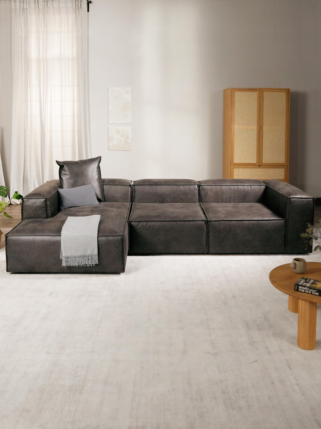 Lennon Modular Leather Corner Sofa (4-seater)