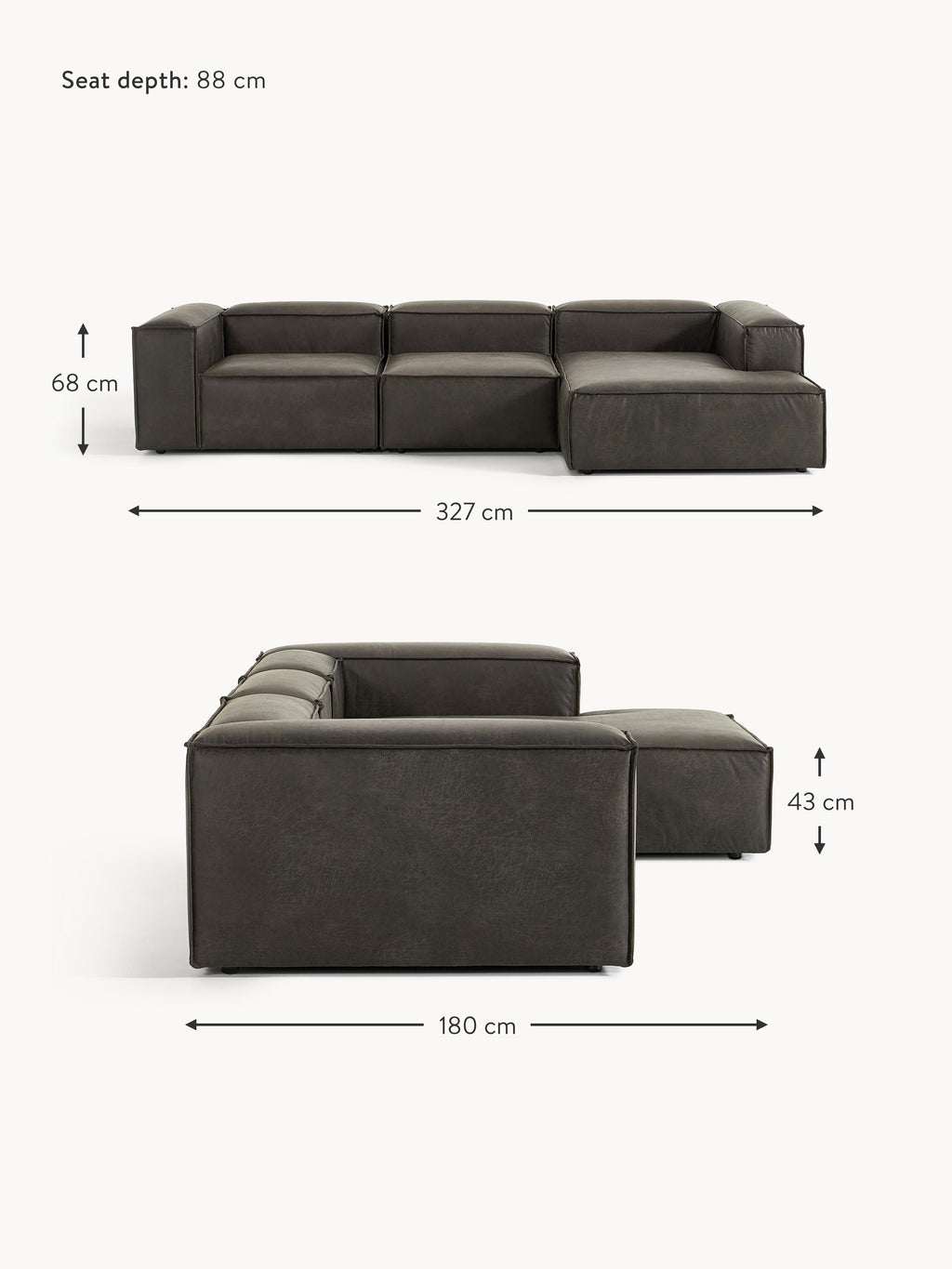 Lennon Modular Leather Corner Sofa (4-seater)
