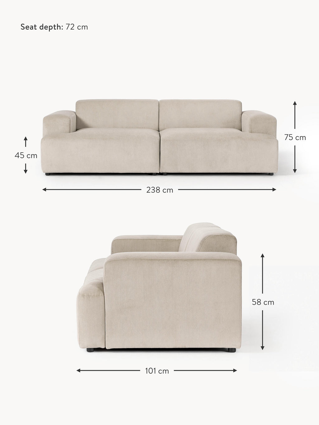 Melva Corduroy Sofa (3-seater)