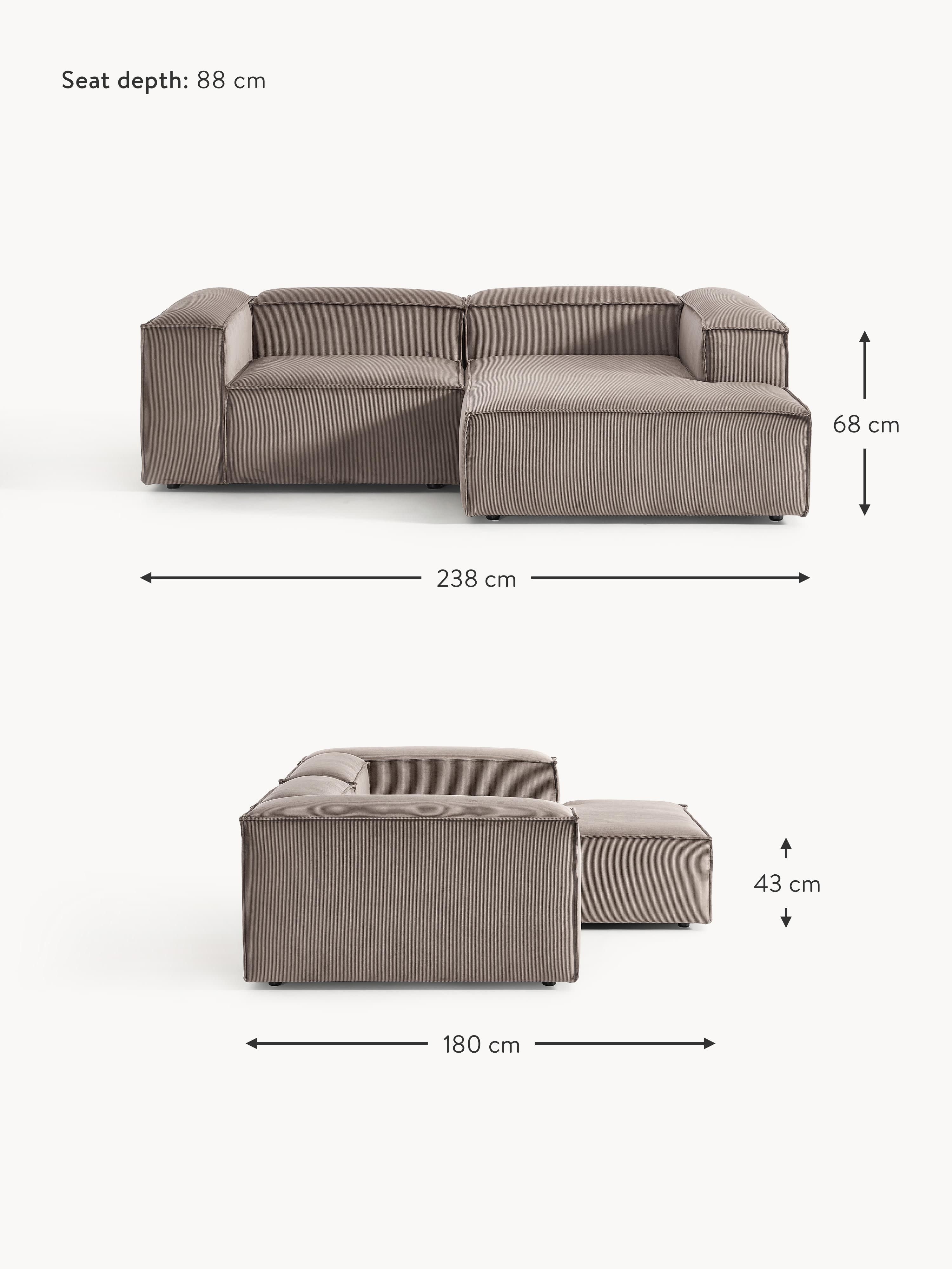 Lennon Corduroy Modular Corner Sofa (3-seater)
