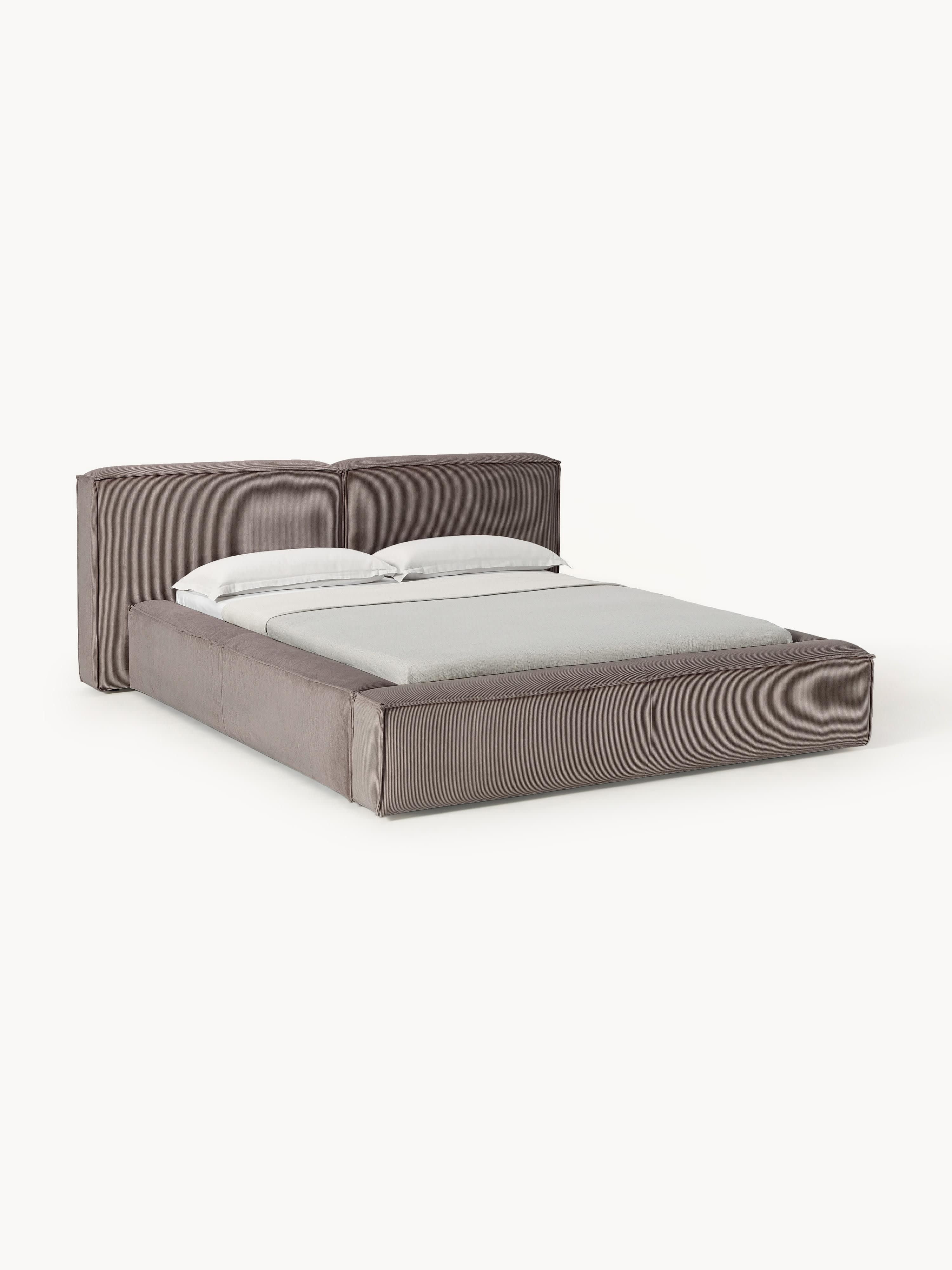 Lennon Upholstered Corduroy Bed with Storage Space
