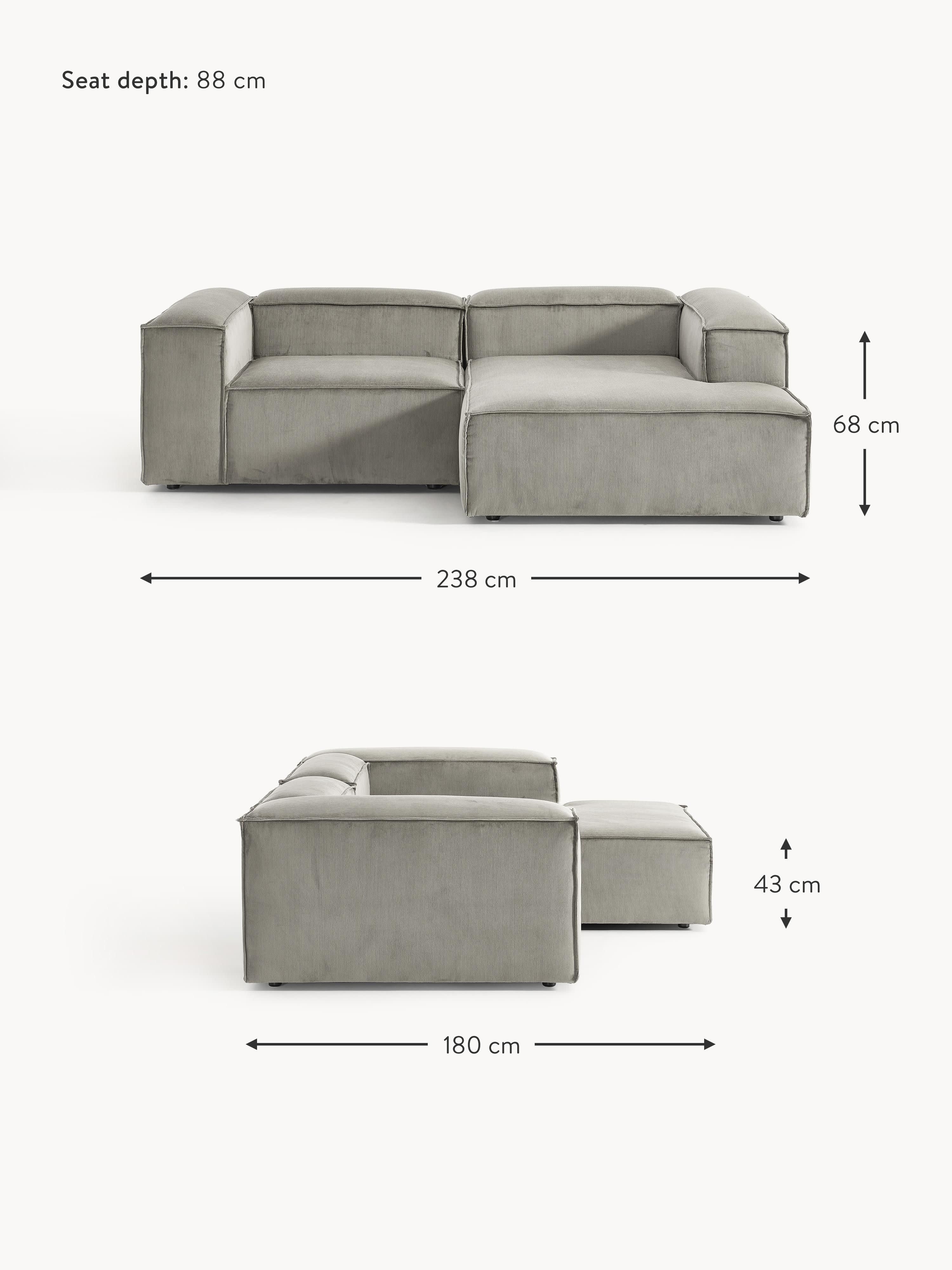 Lennon Corduroy Modular Corner Sofa (3-seater)