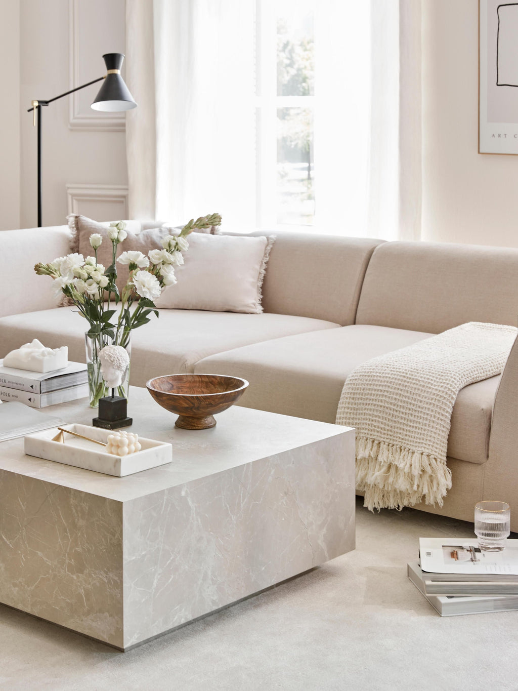 Lesley Travertine Effect Coffee Table