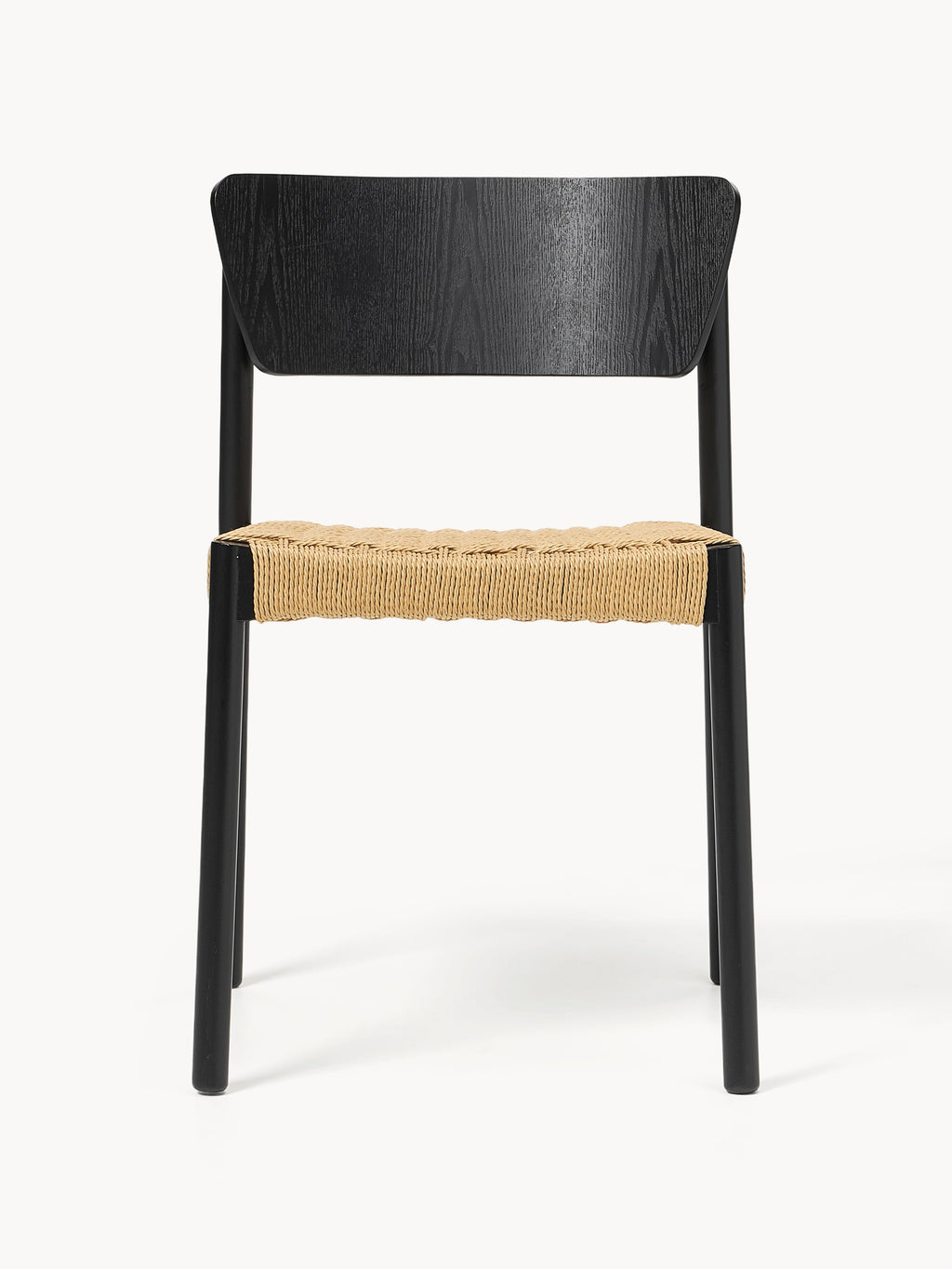 Danny Wooden Dining Chairs with Rattan Seat, Set of 2