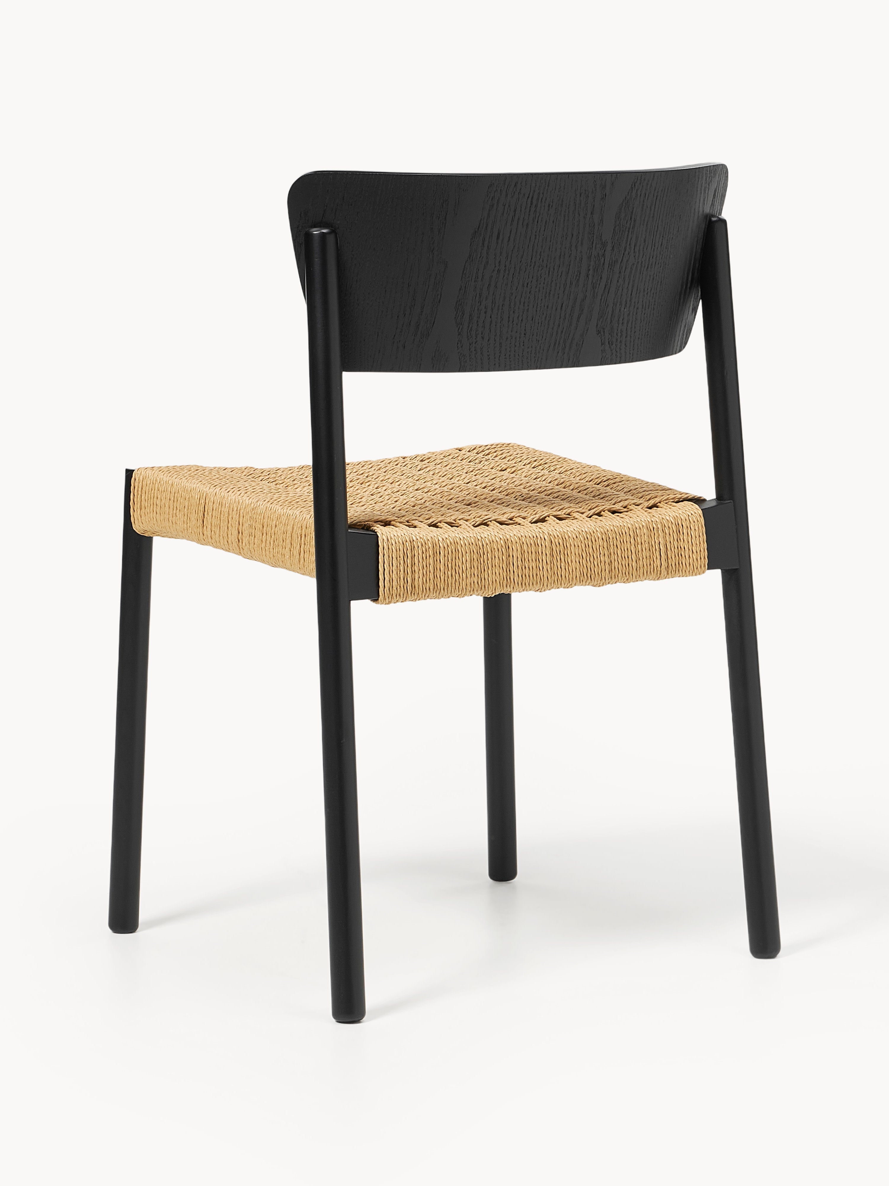 Danny Wooden Dining Chairs with Rattan Seat, Set of 2