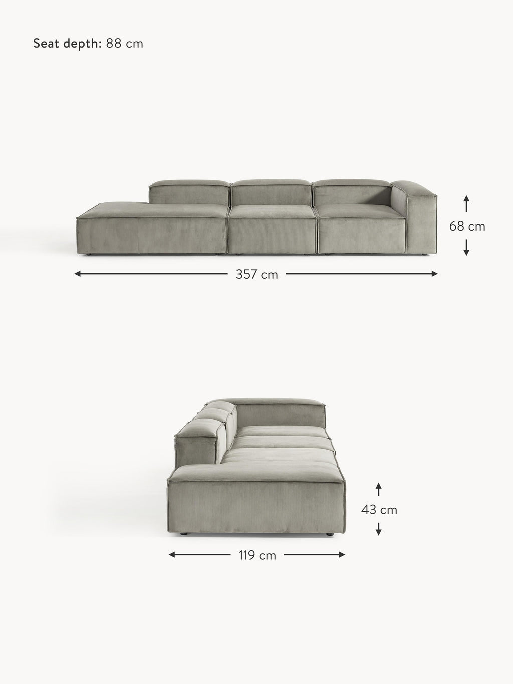 Lennon XL Corduroy Modular Ottoman