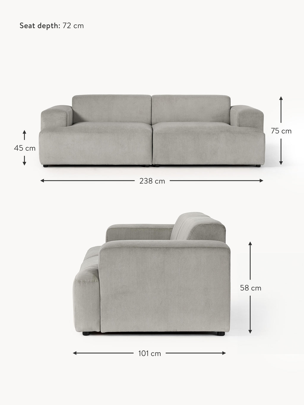 Melva Corduroy Sofa (3-seater)