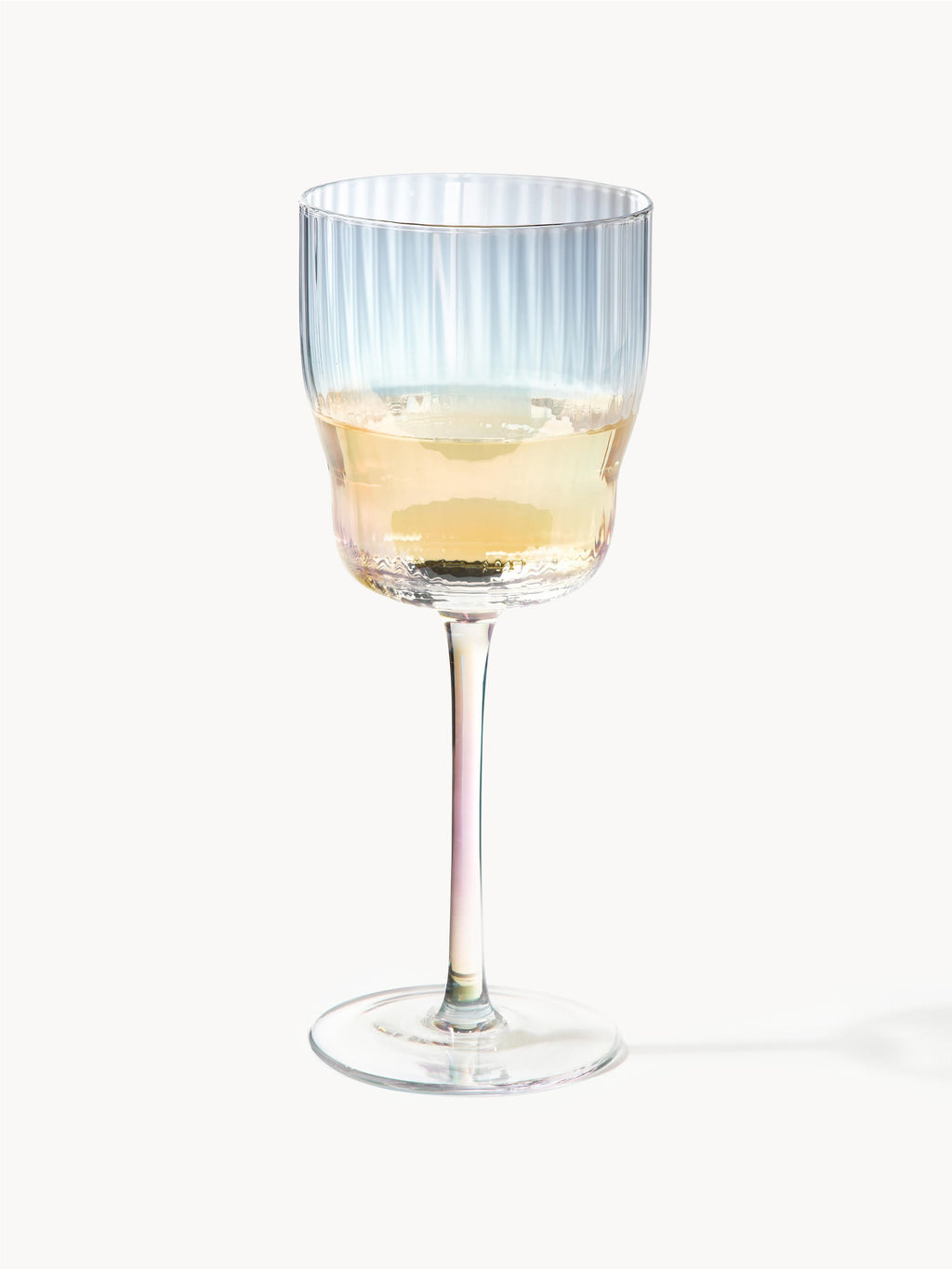 Juno Mouth-Blown Wine Glasses with a Shimmering Mother of Pearl Finish, Set of 4