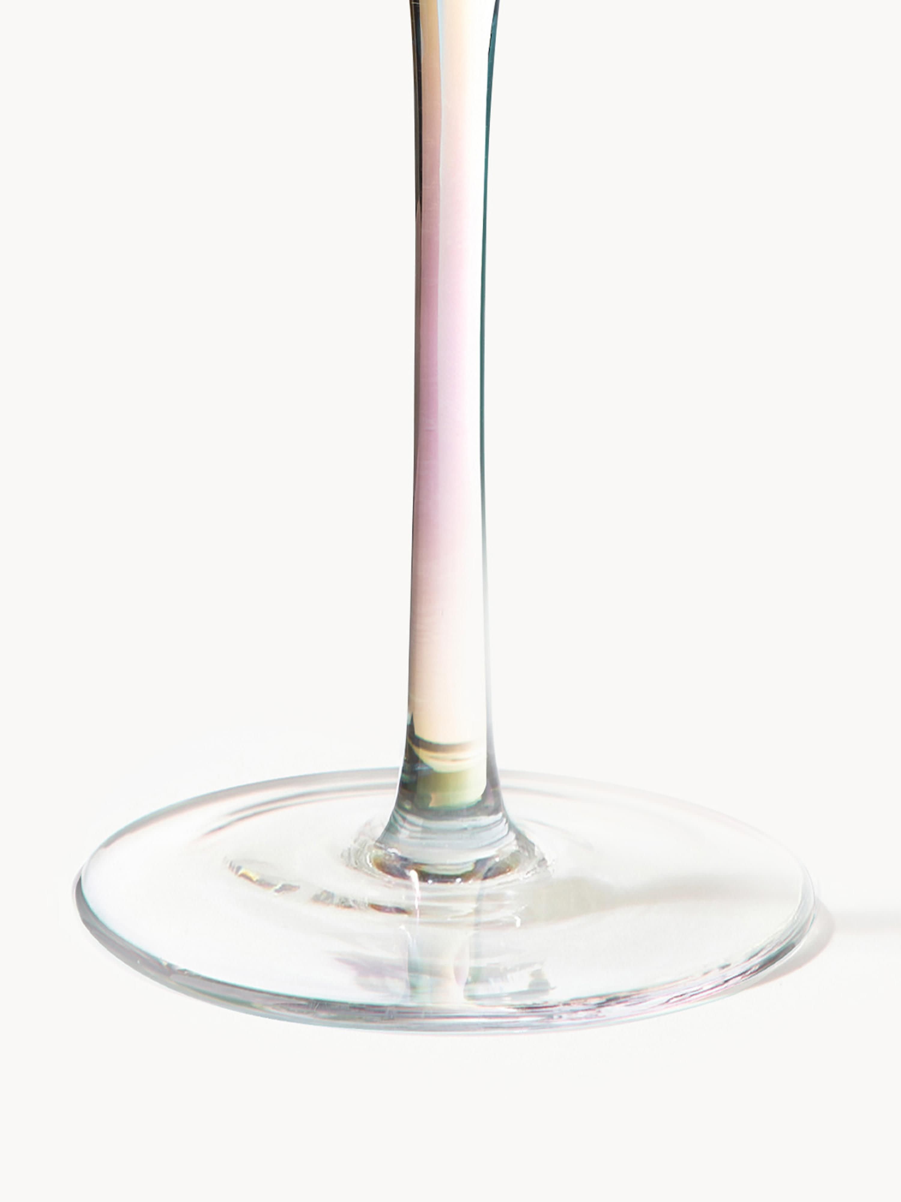 Juno Mouth-Blown Wine Glasses with a Shimmering Mother of Pearl Finish, Set of 4
