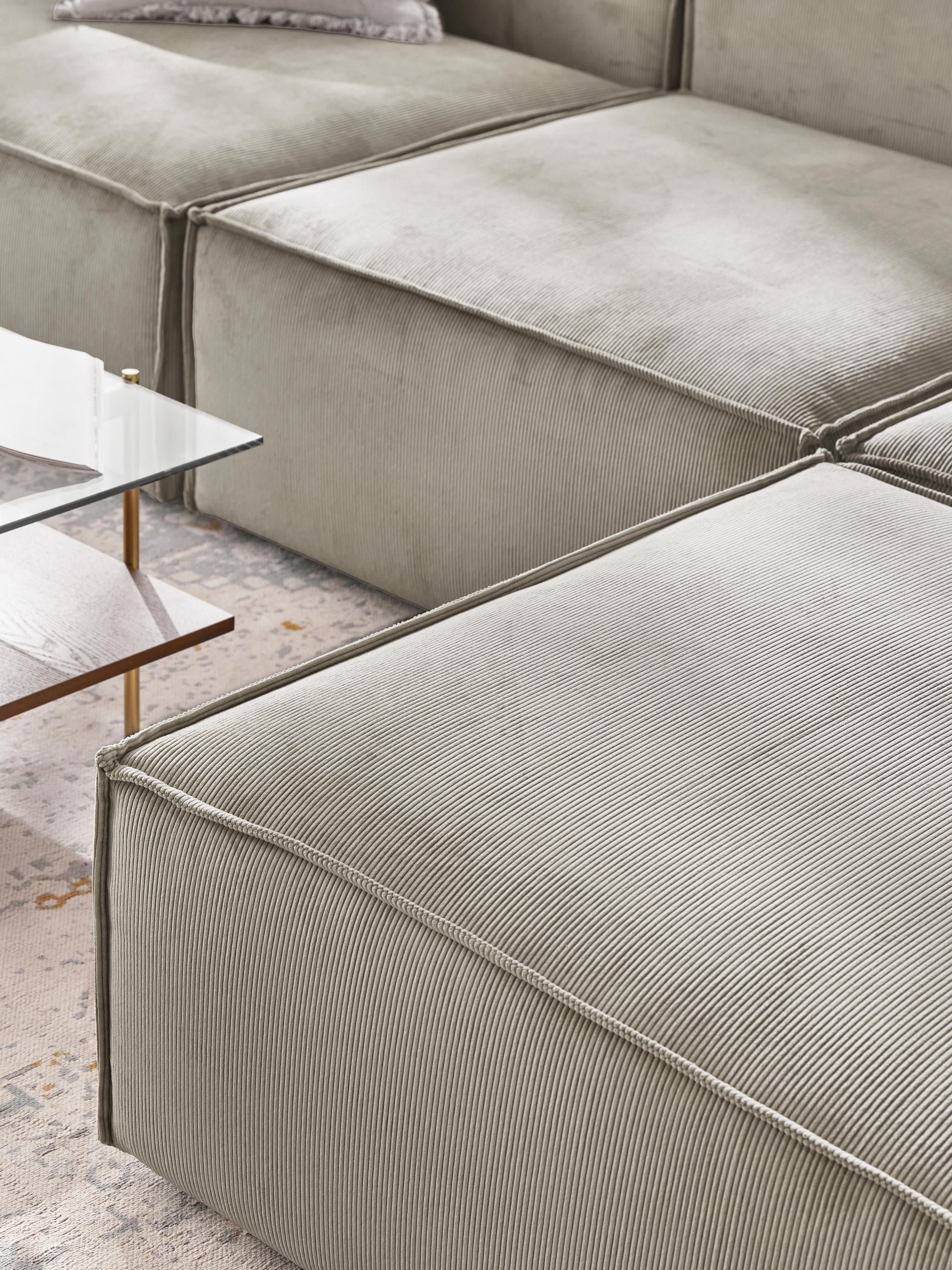 Lennon Corduroy Modular Sofa (4-seater) with Ottoman (left/right)