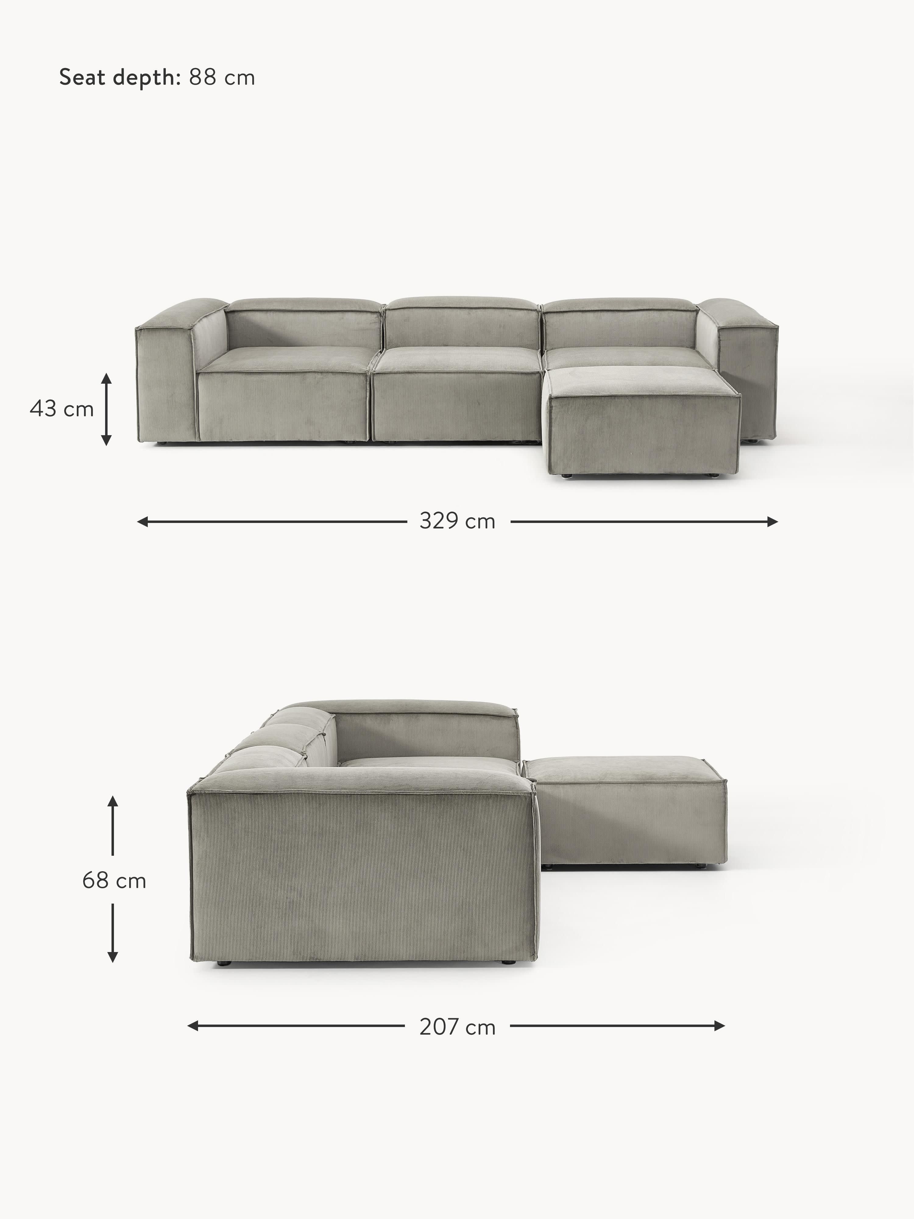 Lennon Corduroy Modular Sofa (4-seater) with Ottoman (left/right)
