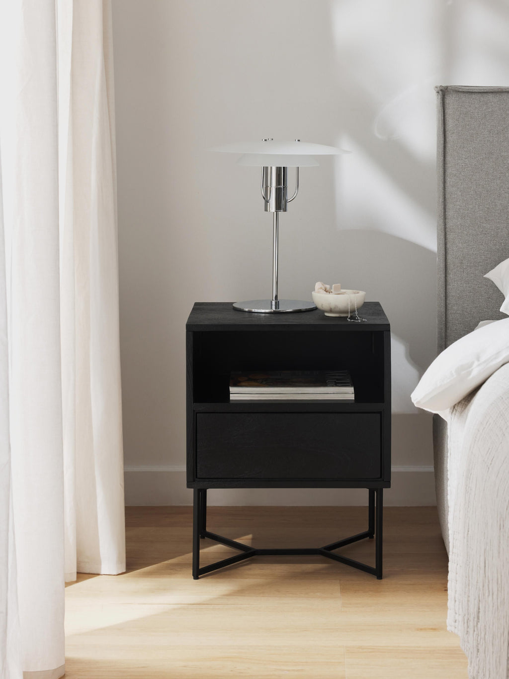Luca Mango Wood Bedside Table with Drawer