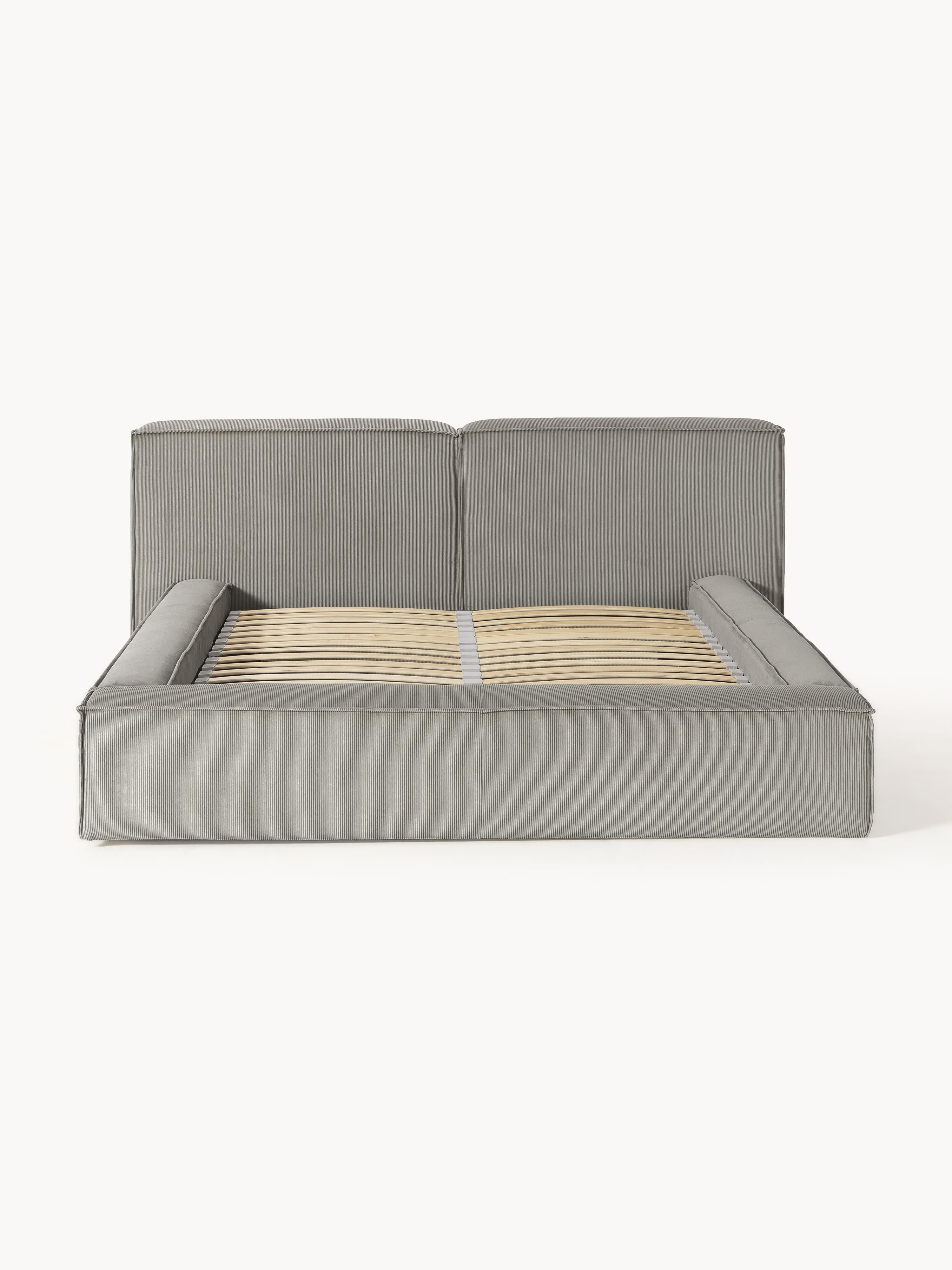 Lennon Upholstered Corduroy Bed with Storage Space