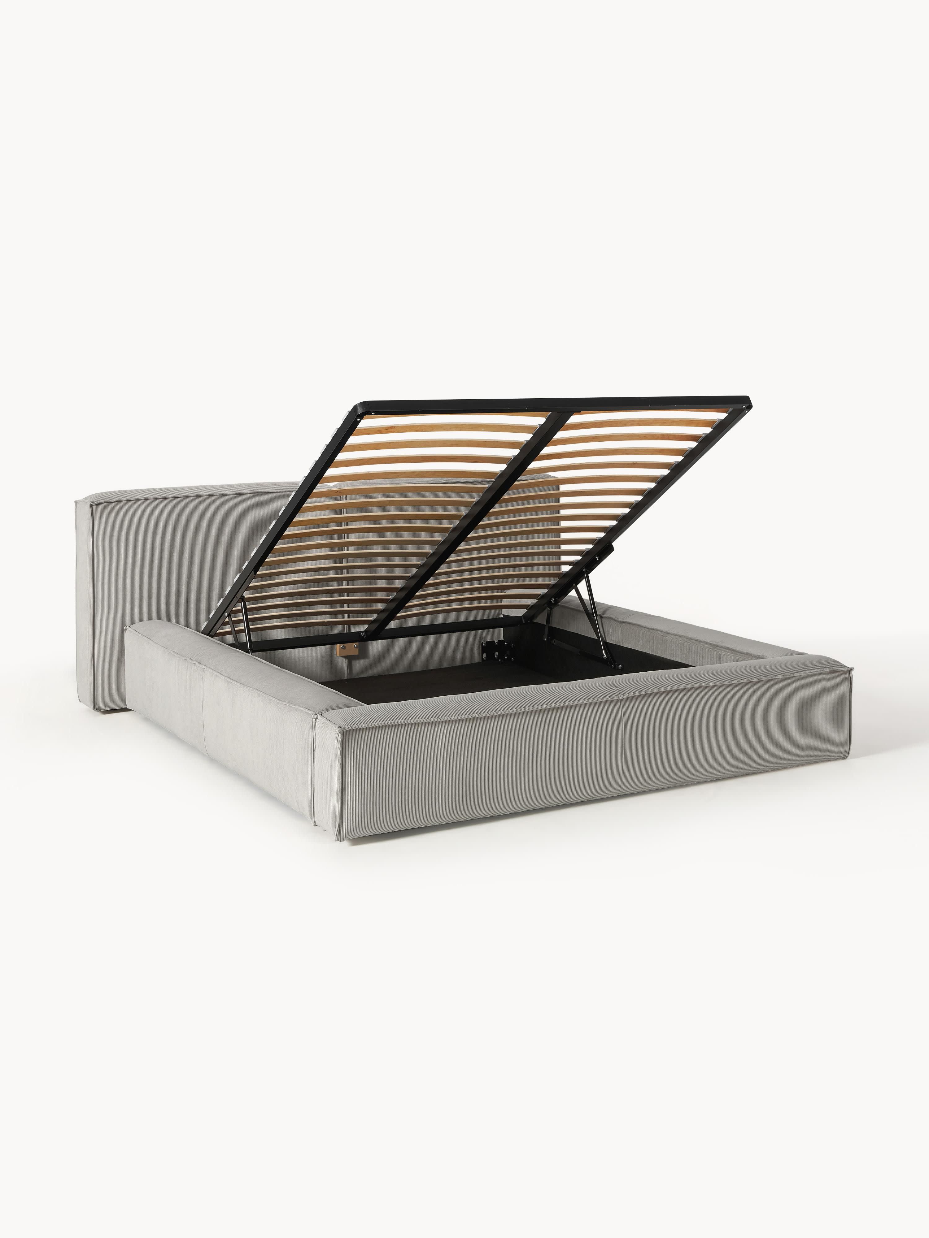 Lennon Upholstered Corduroy Bed with Storage Space