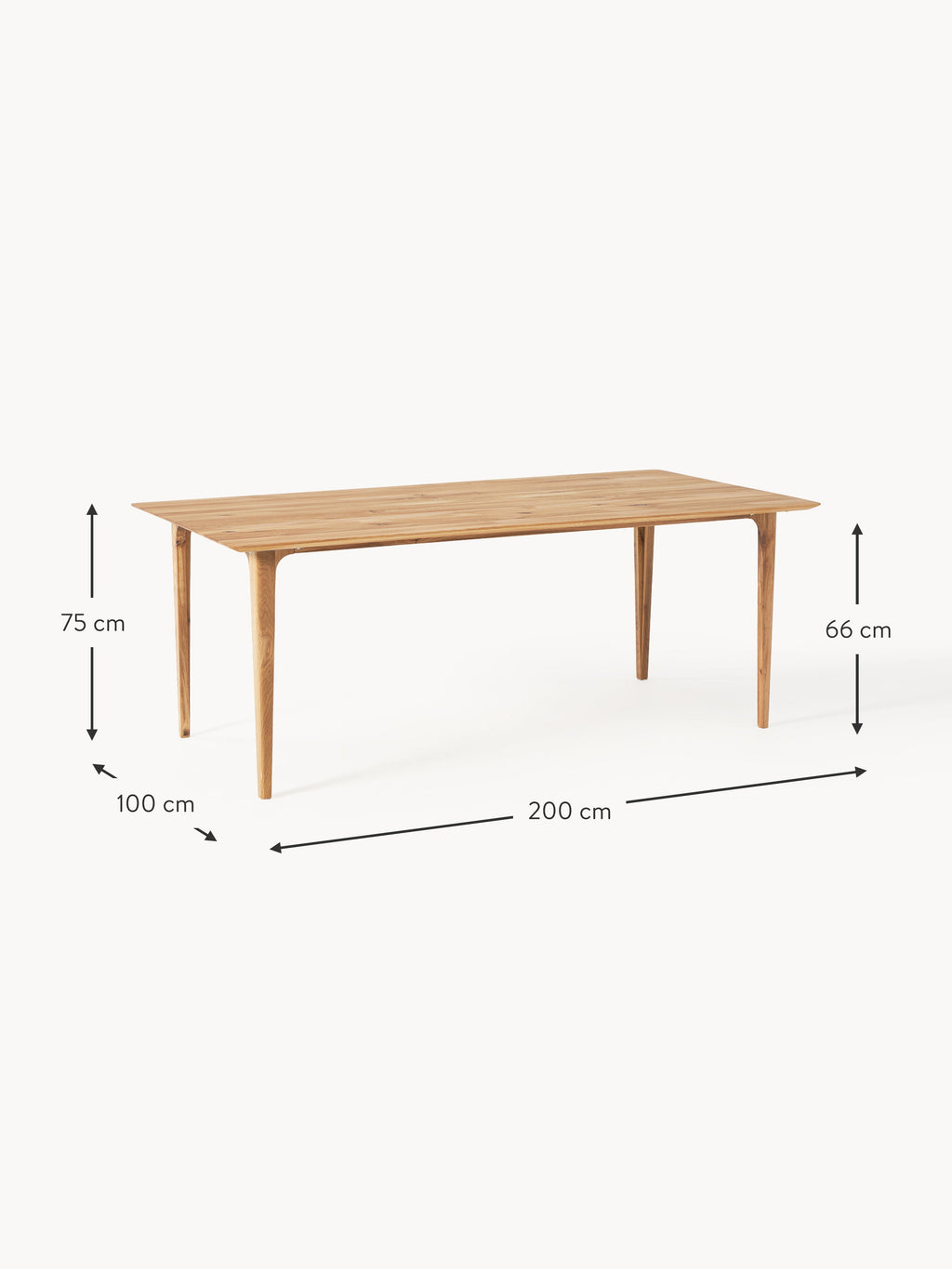 Archie Oak Wood Dining Table, in various sizes