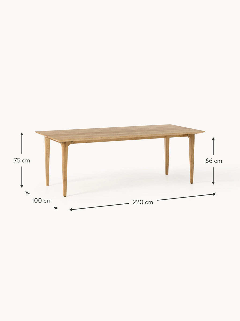 Archie Oak Wood Dining Table, in various sizes