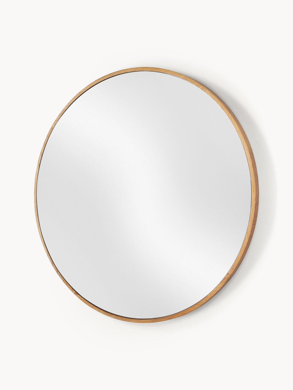 Avery Round Wall Mirror with Oak Wood Frame