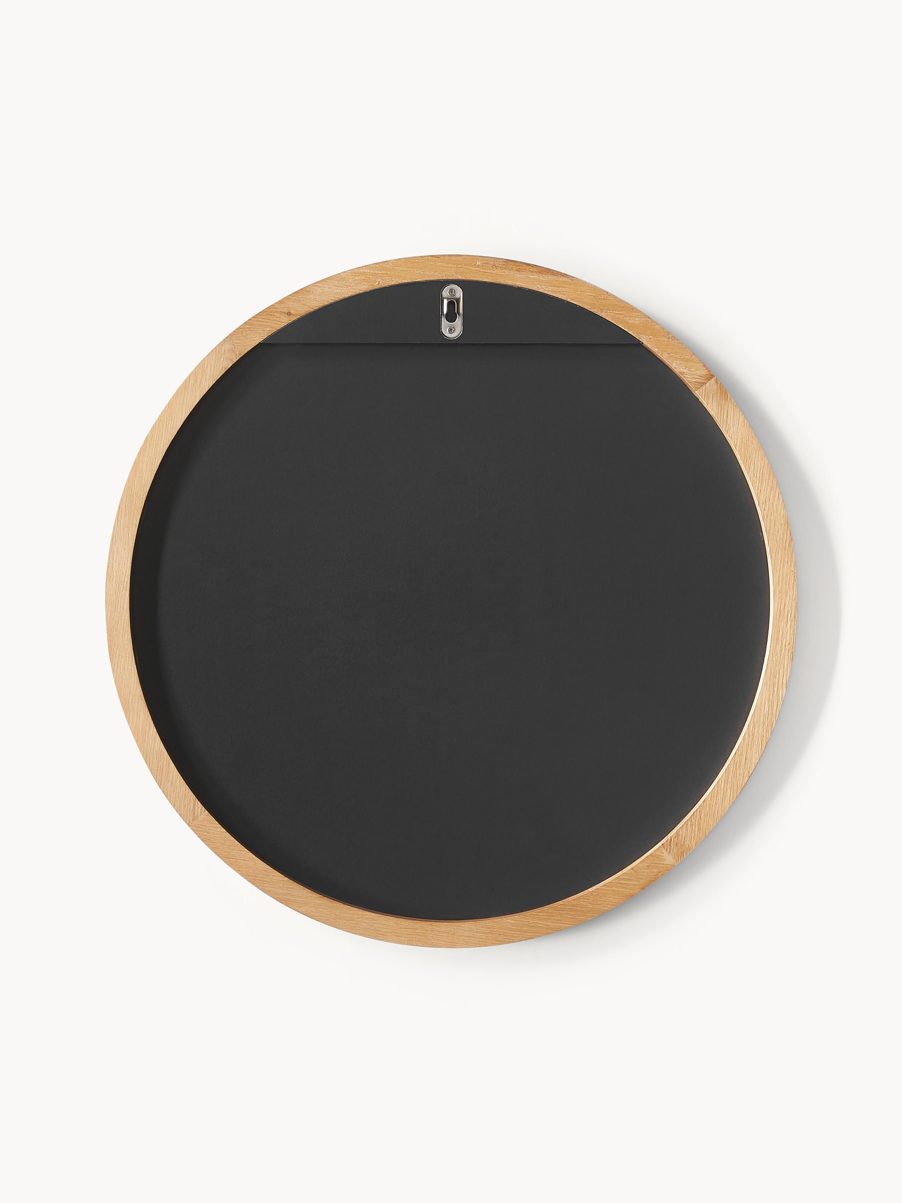 Avery Round Wall Mirror with Oak Wood Frame