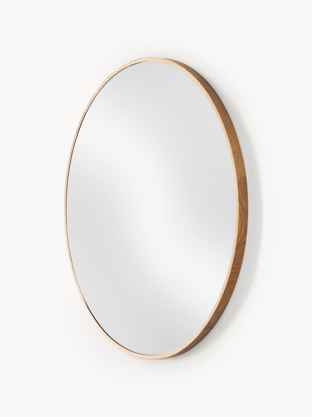 Avery Round Wall Mirror with Oak Wood Frame